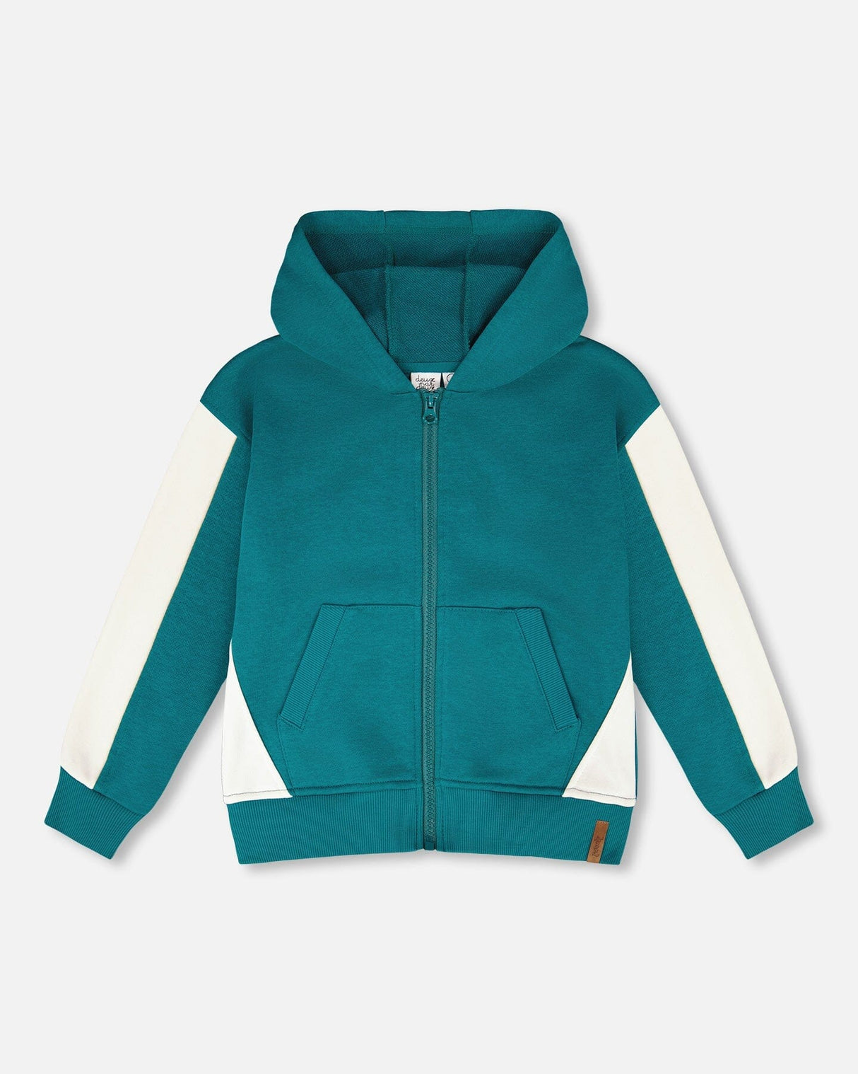 Hooded French Terry Cardigan Dark Turquoise-0