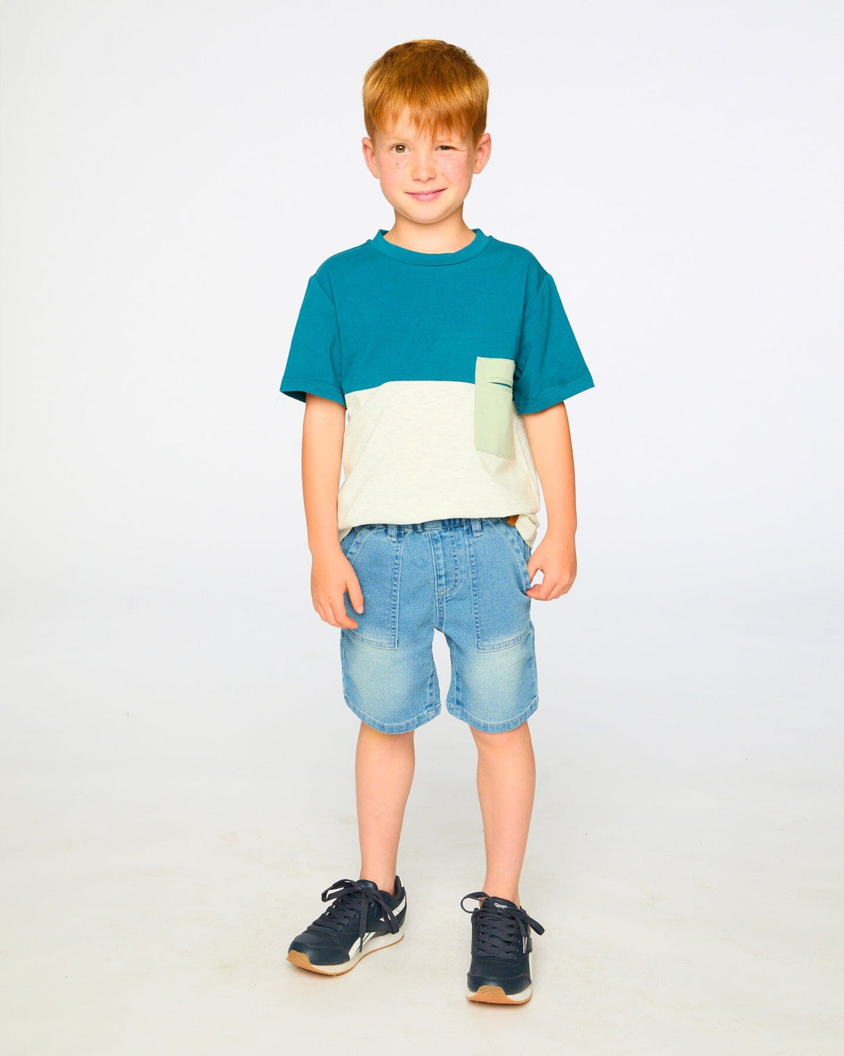 Organic Cotton Colorblock Jersey T-Shirt With Chest Pocket Heather Grey-1