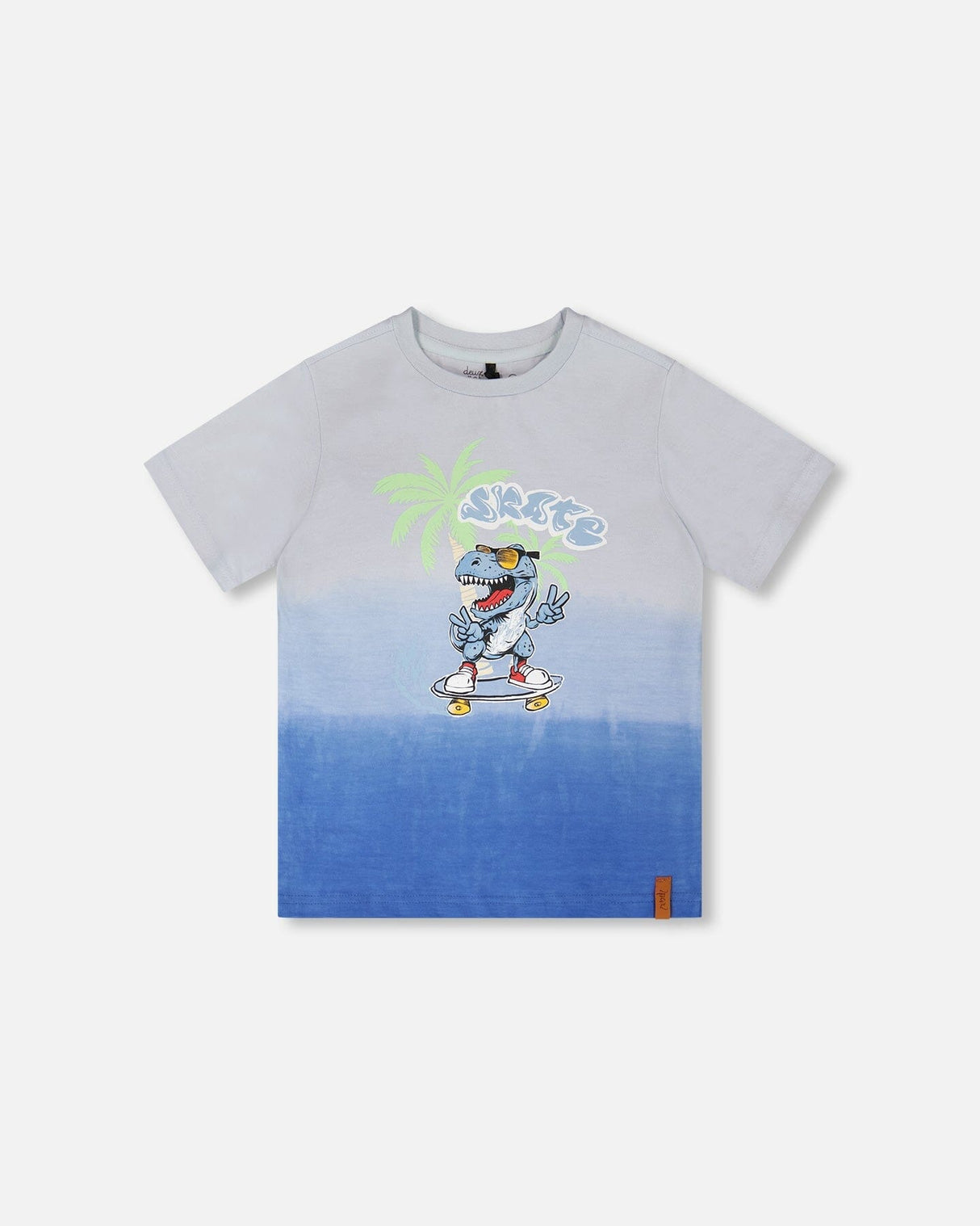 Organic Cotton Jersey T-Shirt With Print Gradient Pale Blue-0