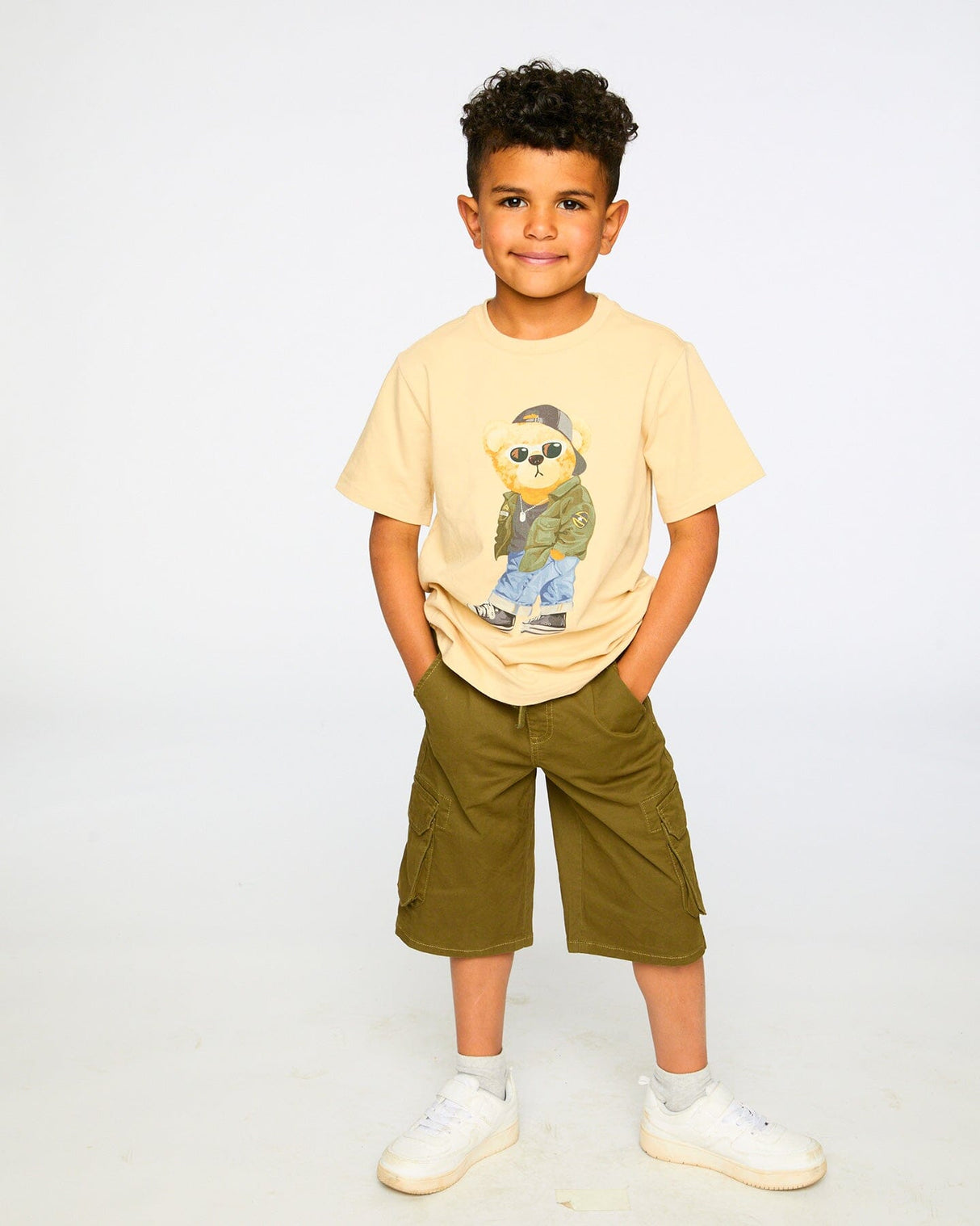 Organic Cotton Jersey T-Shirt With Print Beige-2