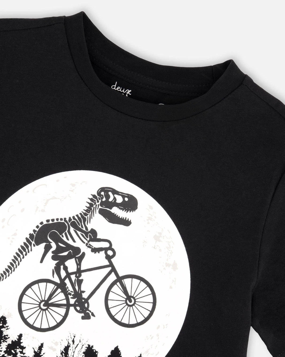 Organic Cotton Jersey T-Shirt With Dino On Bike Print Black-4