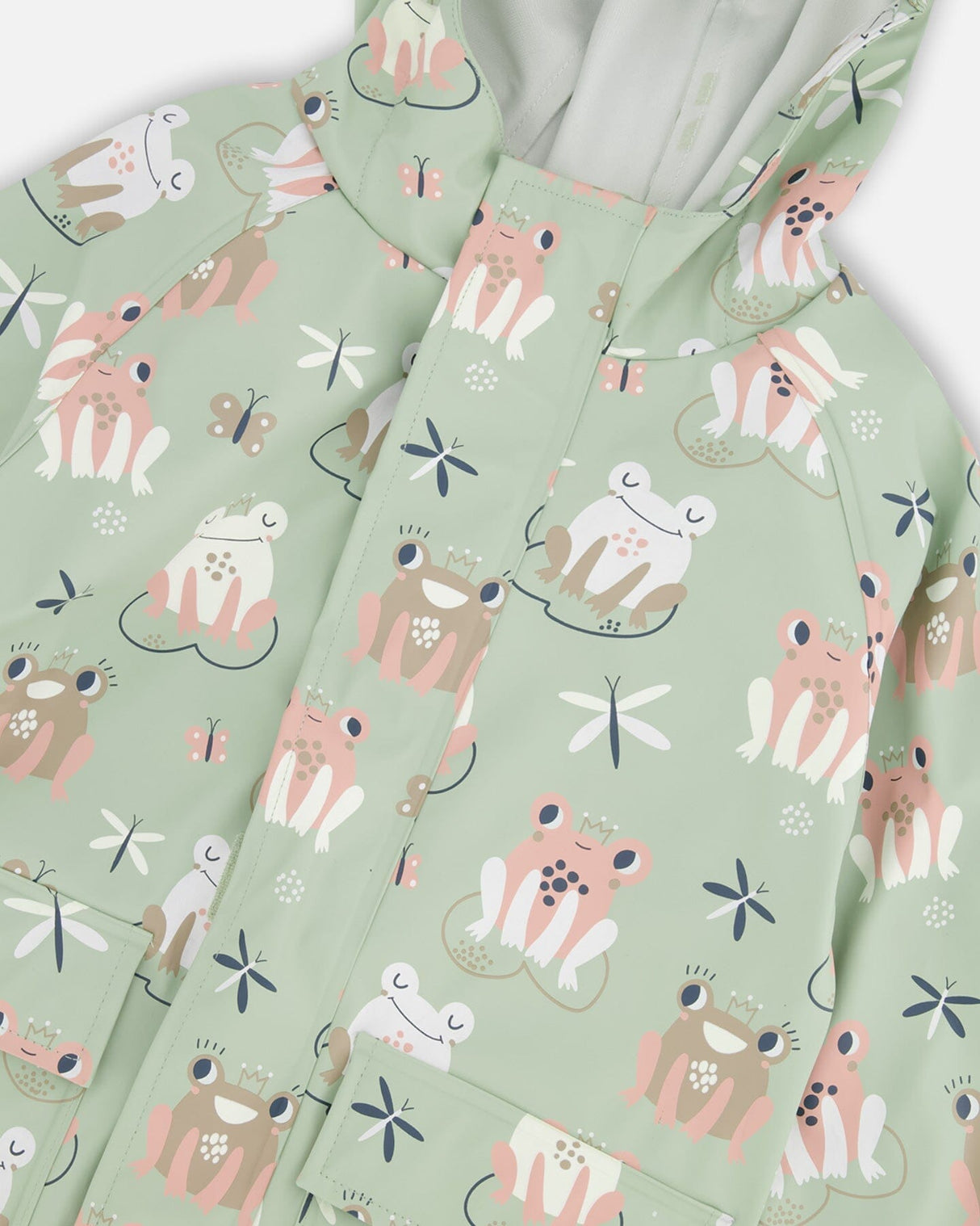 Rain Jacket In Polyurethane Green Frog Print-3