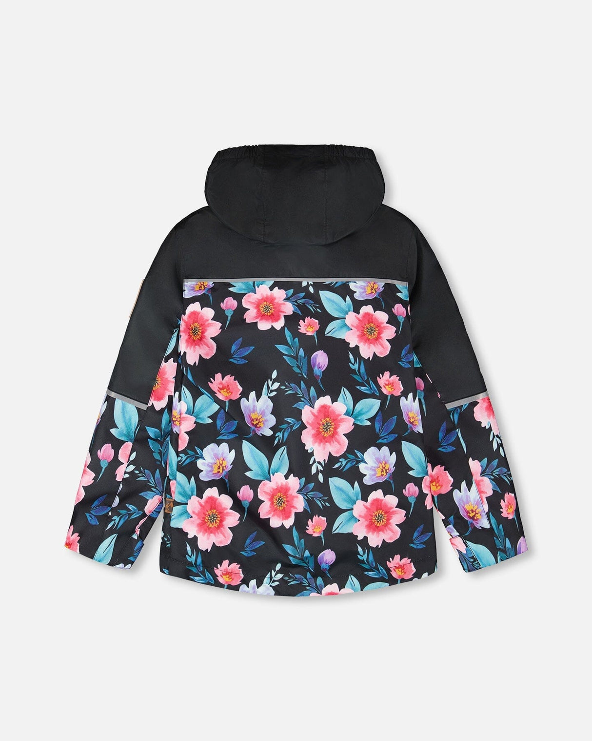 3-In-1 Two-Piece Mid-Season Outerwear Set Black Printed Flowers - Black Inner Jacket-3