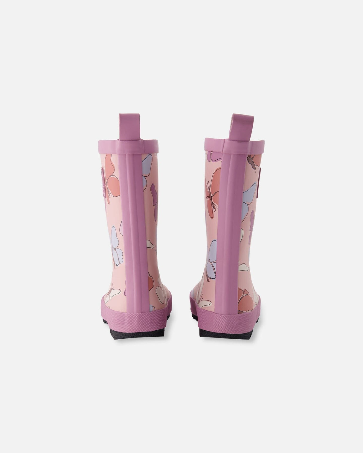 Rain Boots In Natural Rubber Pink Butterfly Print-3