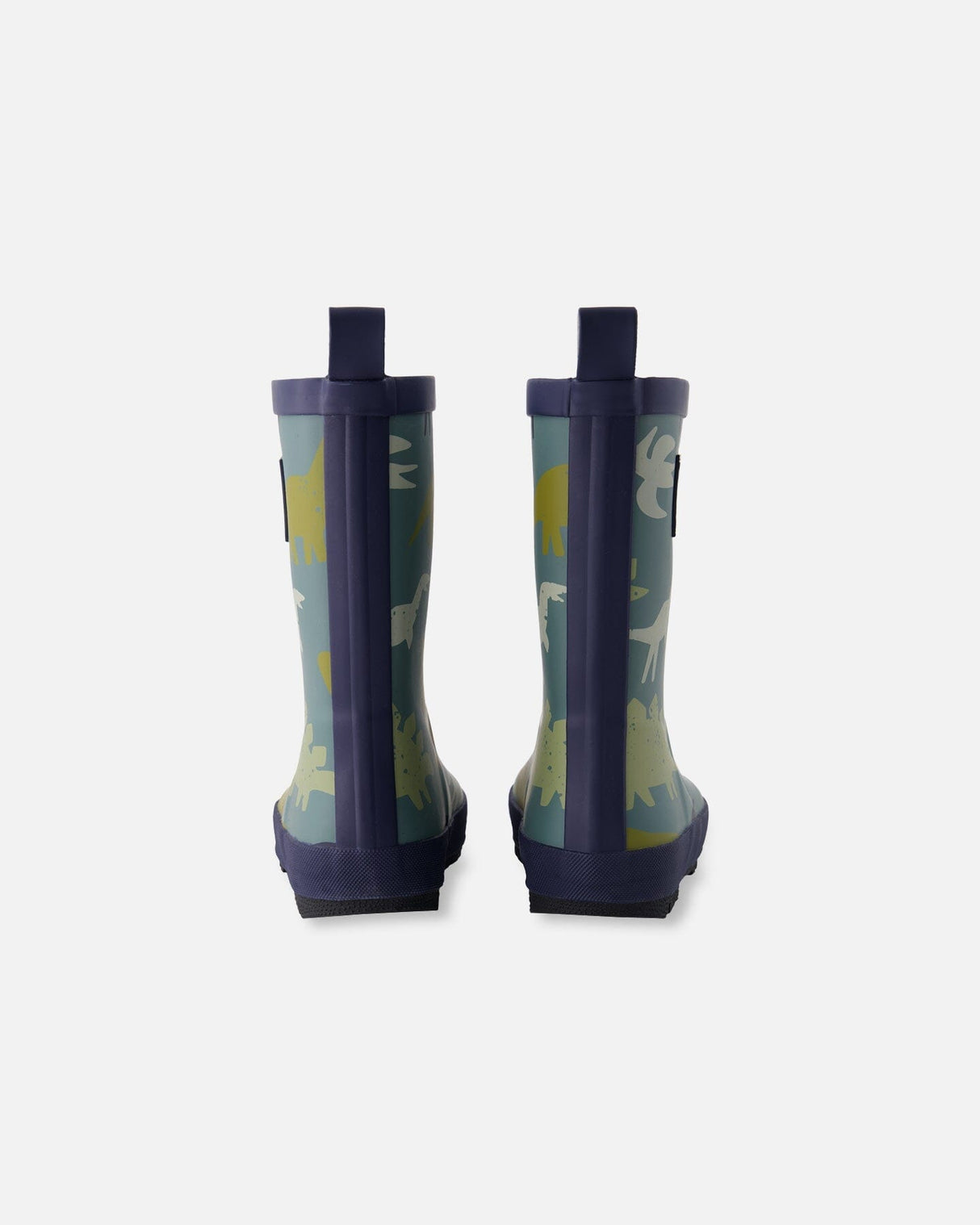 Rain Boots In Natural Rubber Green Dinosaur Print-3