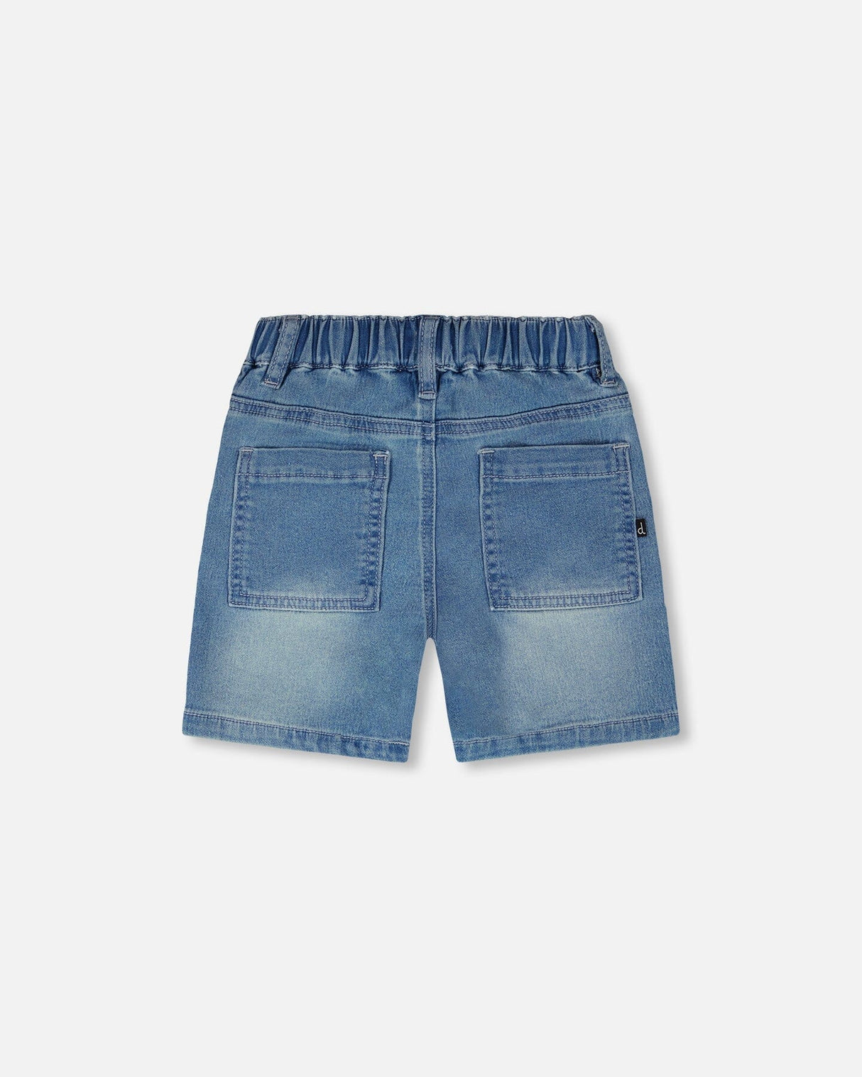 French Terry Light Blue Denim Shorts-3