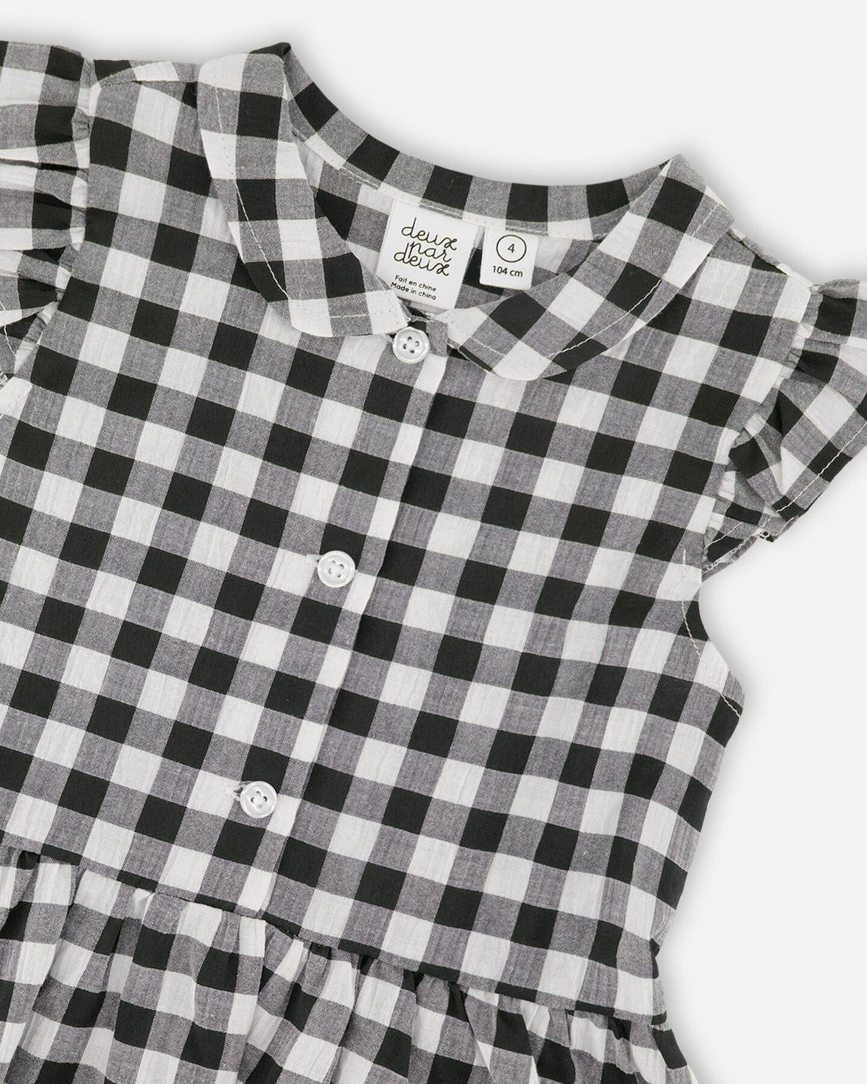 Sleeveless Button Down Dress Black Gingham-3