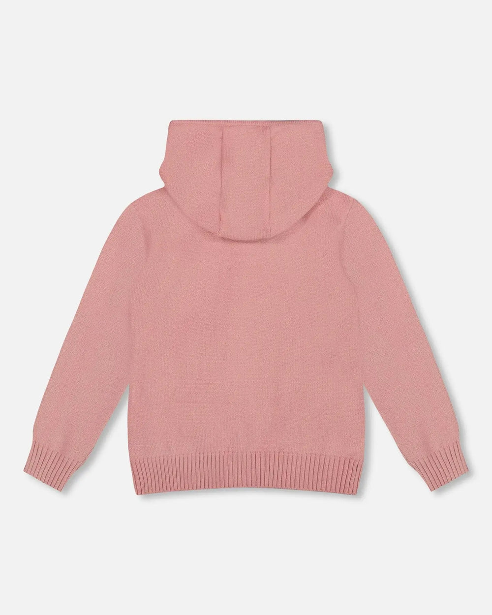 Hooded Knit Cardigan Dusty Pink With Unicorn Intarsia | Deux par Deux | Jenni Kidz