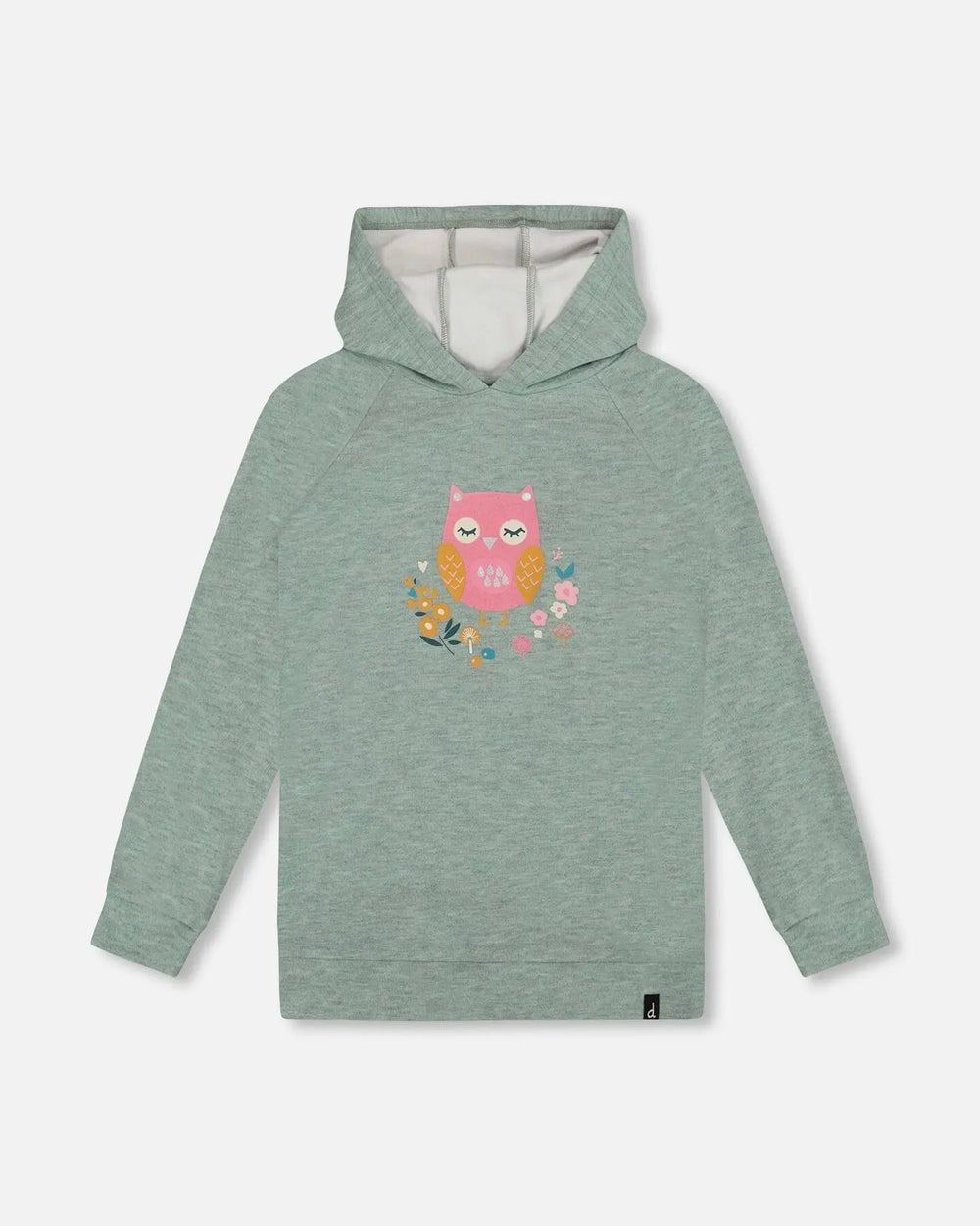 Hooded Tunic Sage Green With Owl Print | Deux par Deux | Jenni Kidz