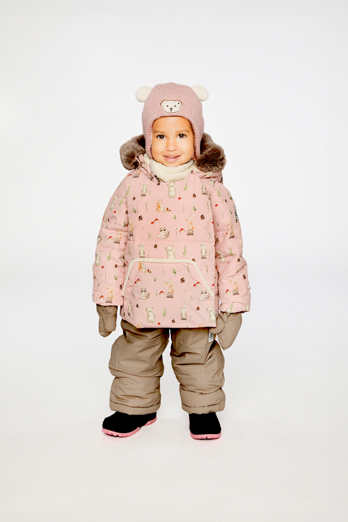 Baby Two Piece Snowsuit Pink Animal Print-1