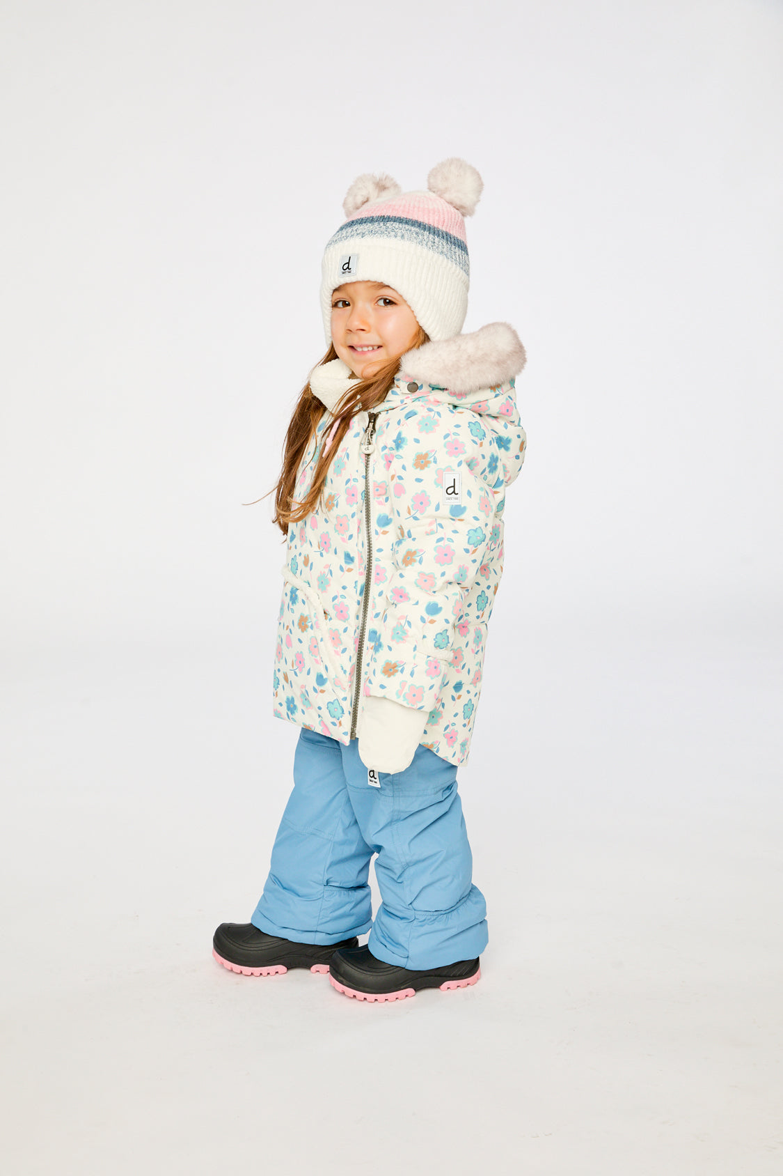 Baby Two Piece Snowsuit White With Floral Print-2
