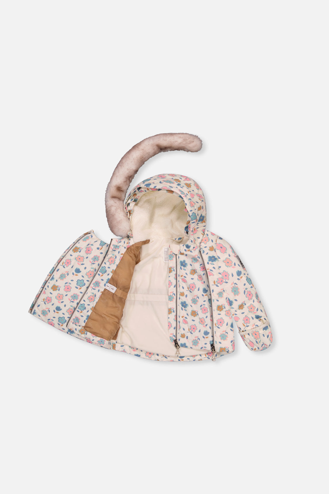 Baby Two Piece Snowsuit White With Floral Print-4