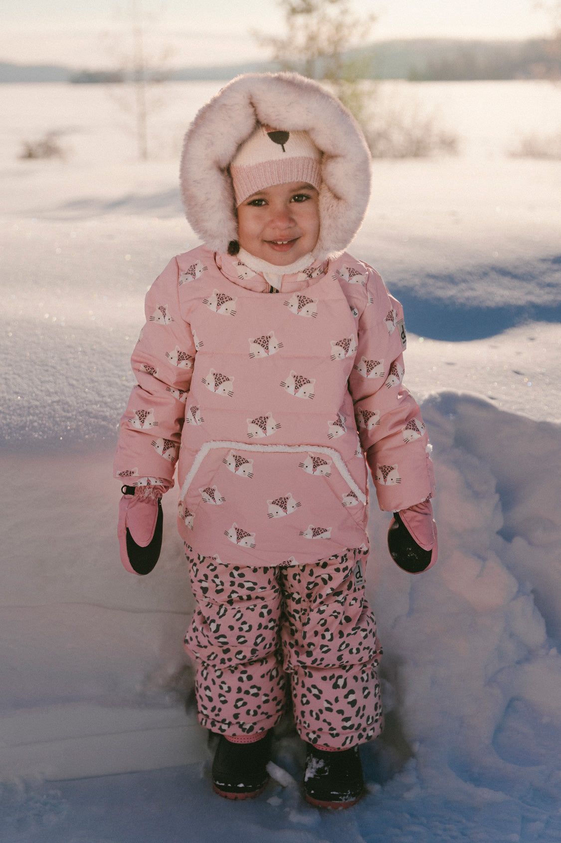 Baby Two Piece Snowsuit Rose Leopard Print-1