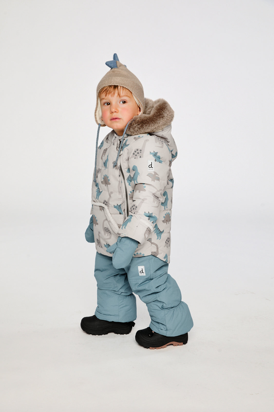 Baby Two Piece Snowsuit Blue Dinosaur Print-2