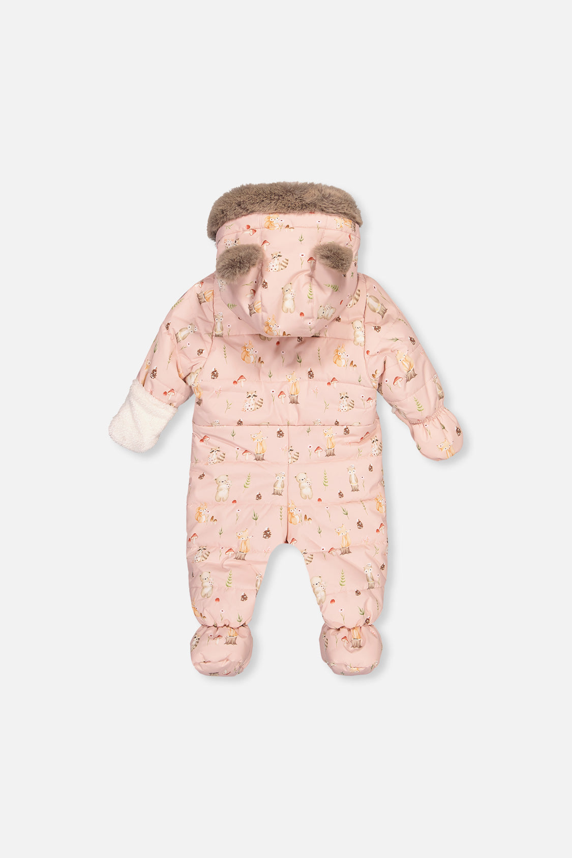 Baby One Piece Snowsuit Adapted For Car Seats Pink Animal Print-1