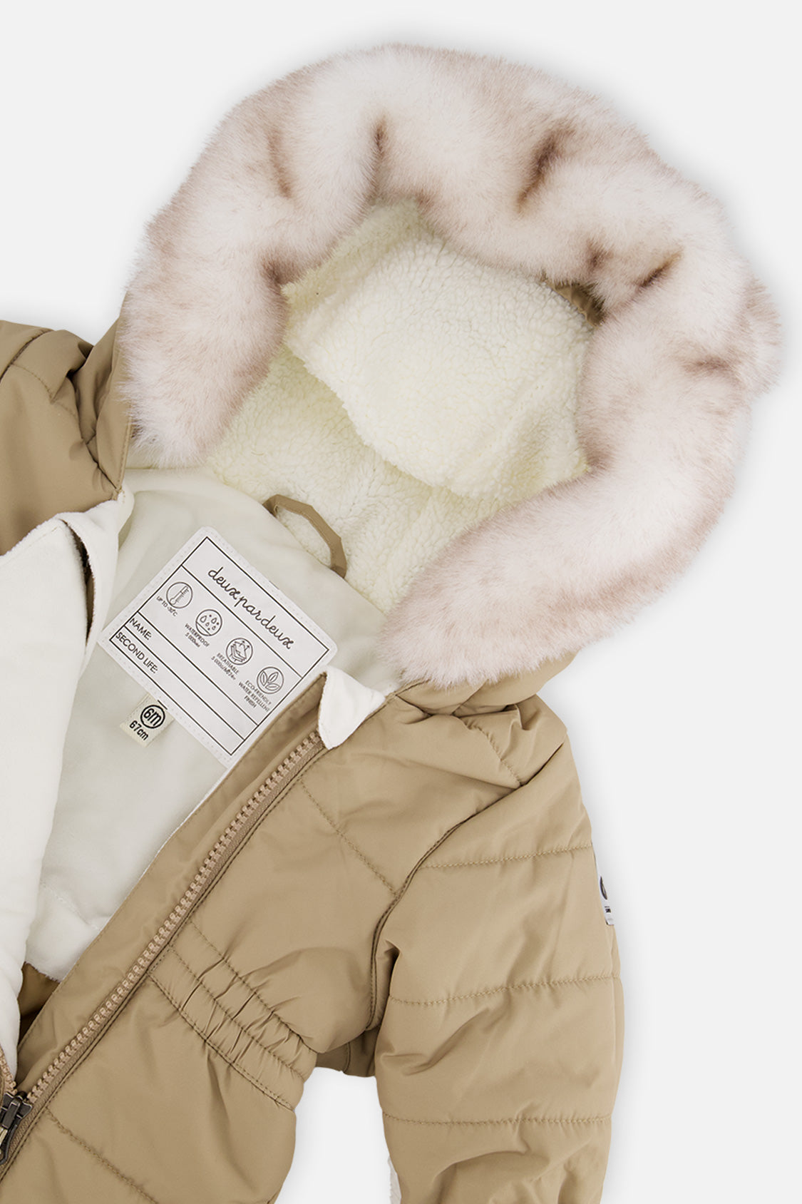Baby One Piece Snowsuit For Car Seats Taupe-3