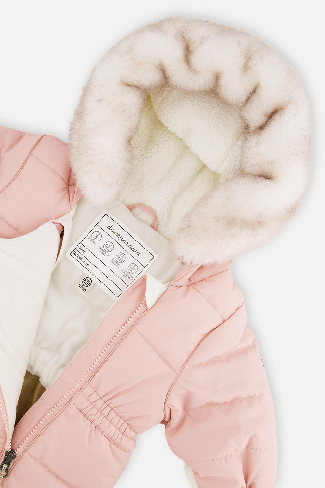 Baby One Piece Snowsuit For Car Seats Pale Dusty Pink-3