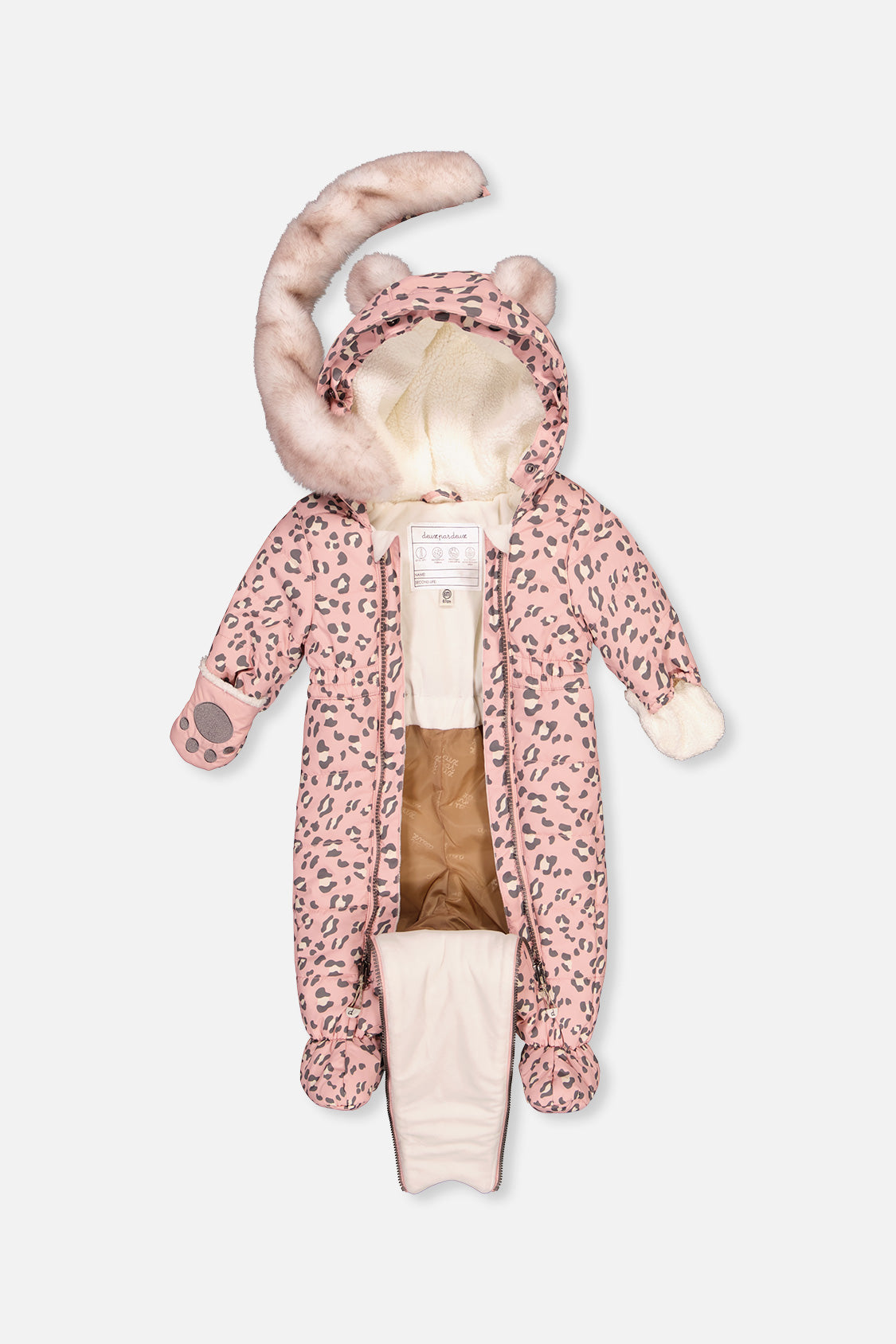 Baby One Piece Snowsuit For Car Seats Rose Leopard Print-2