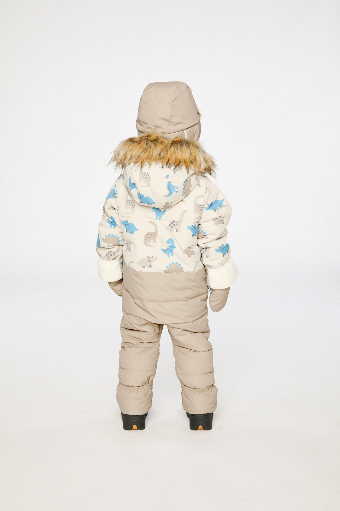 Baby Snug One Piece Snowsuit Adapted For Car Seats Blue Dinosaur Print-3