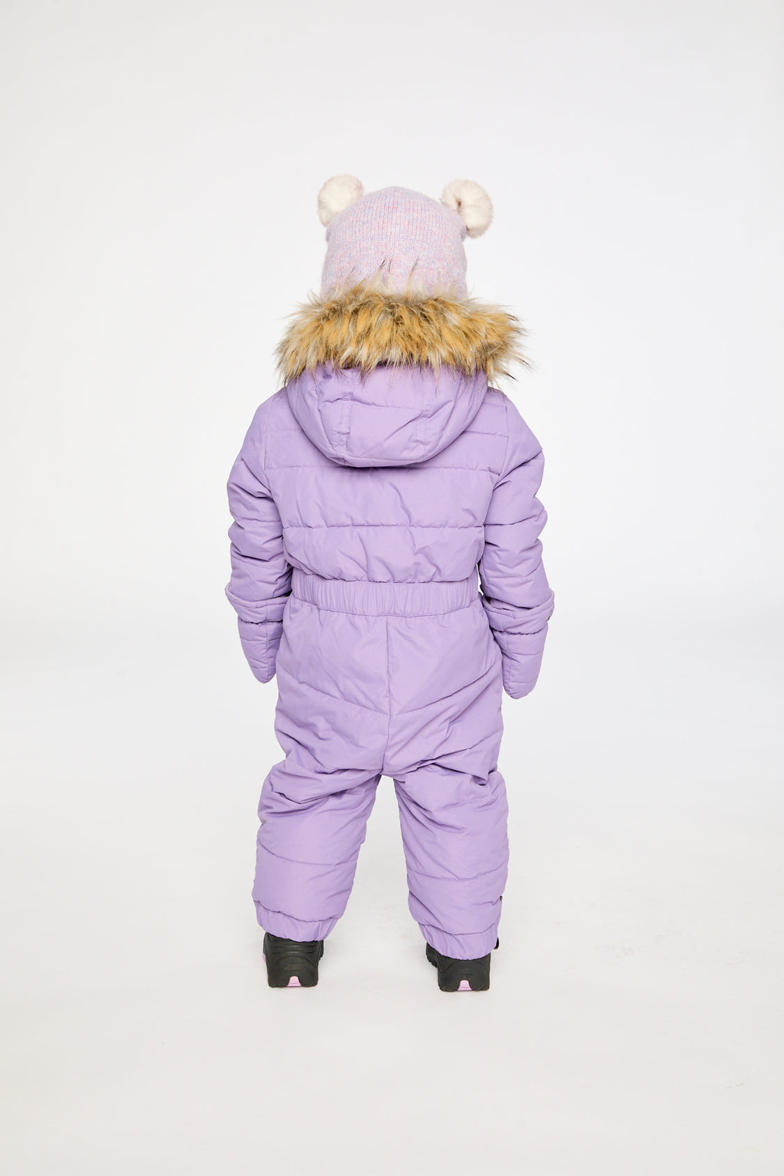 Baby Original One Piece Puffy Snowsuit With Removable Mittens And Boots Violet-3