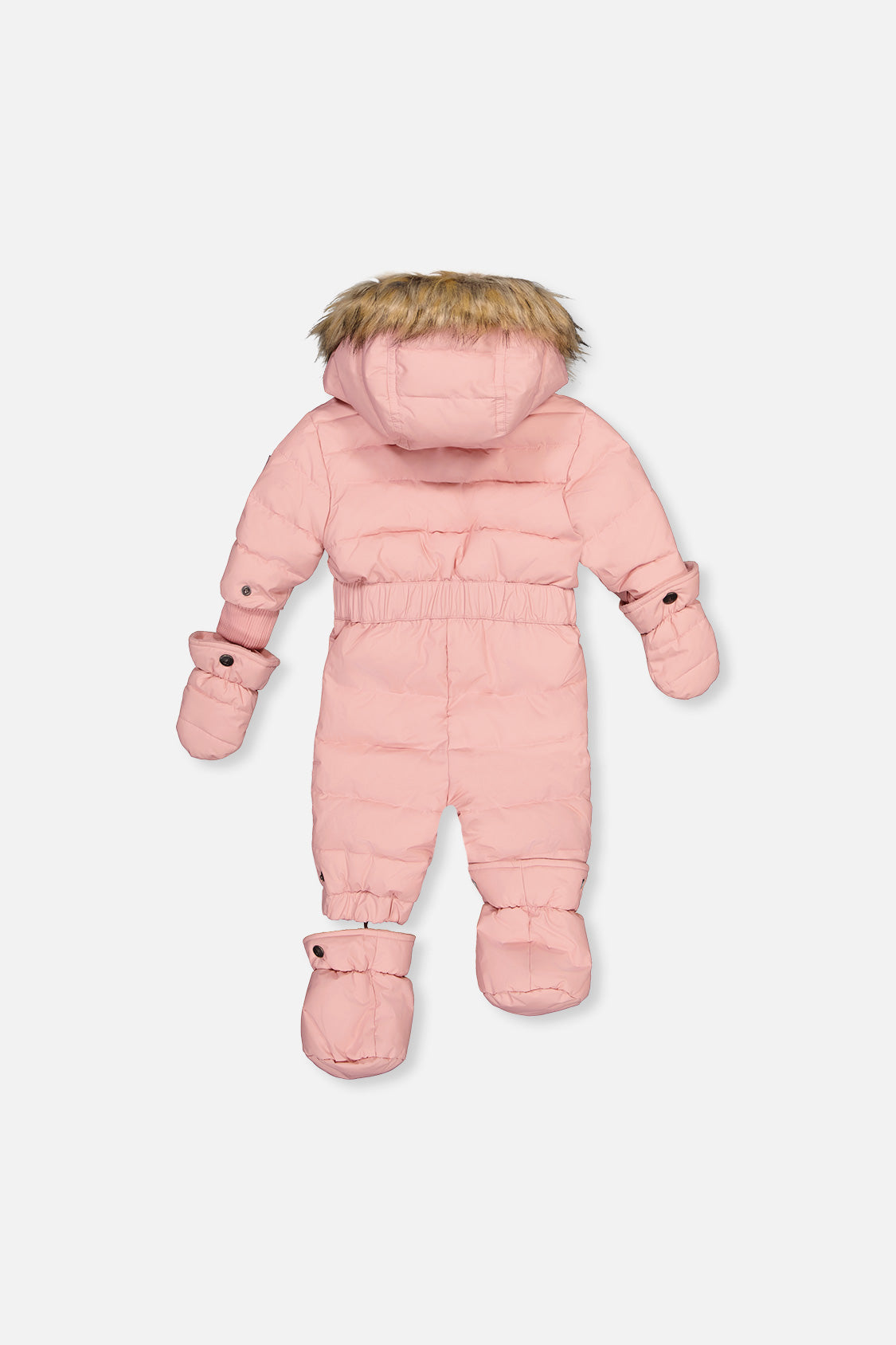 Baby Original One Piece Puffy Snowsuit With Removable Mittens And Boots Pale Dusty Pink-4