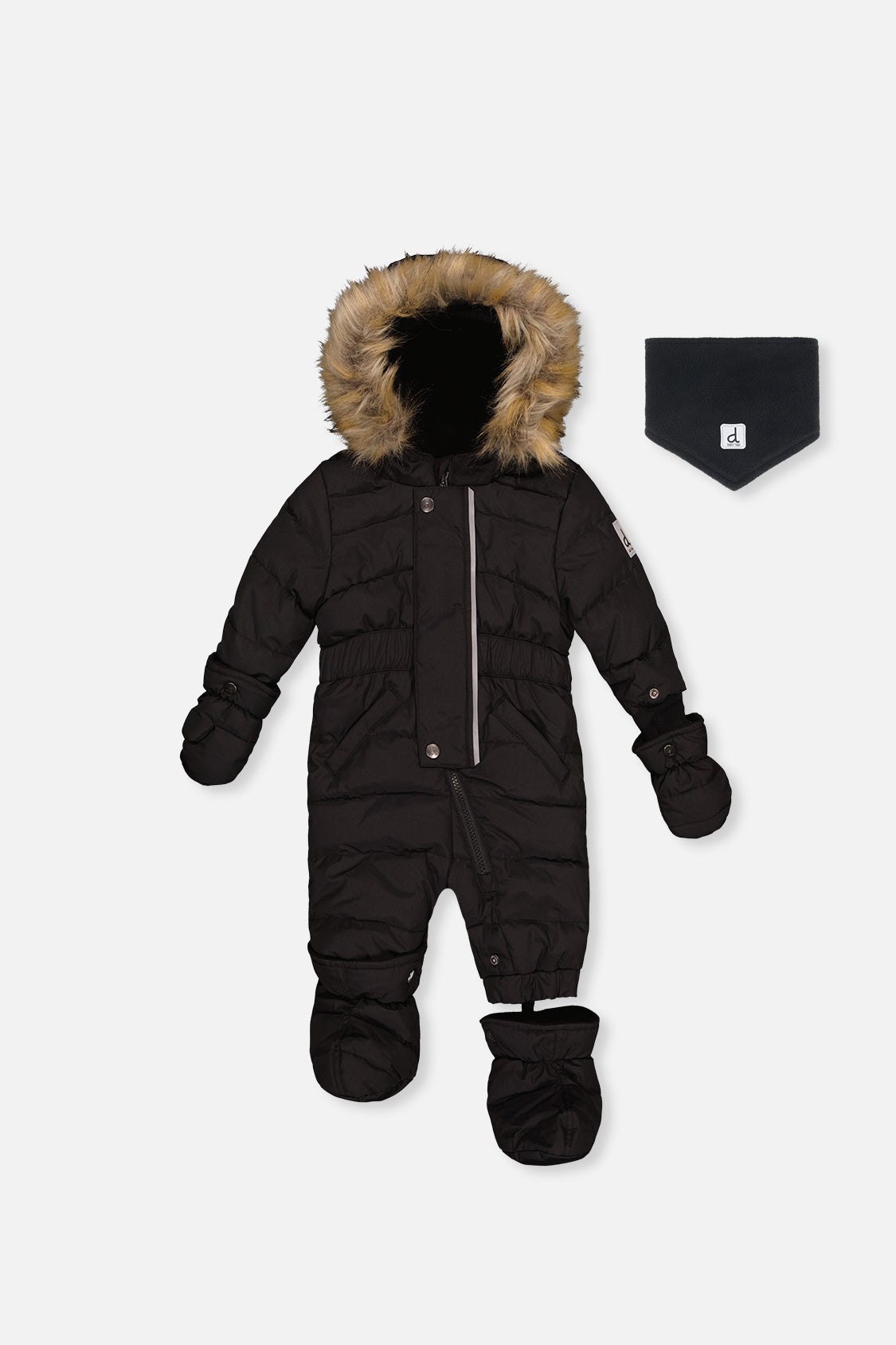 Baby Original One Piece Puffy Snowsuit With Removable Mittens And Boots Black-0