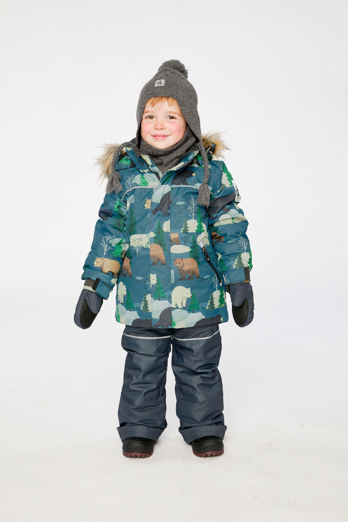 Two Piece Discover Snowsuit Blue Bear Print-1