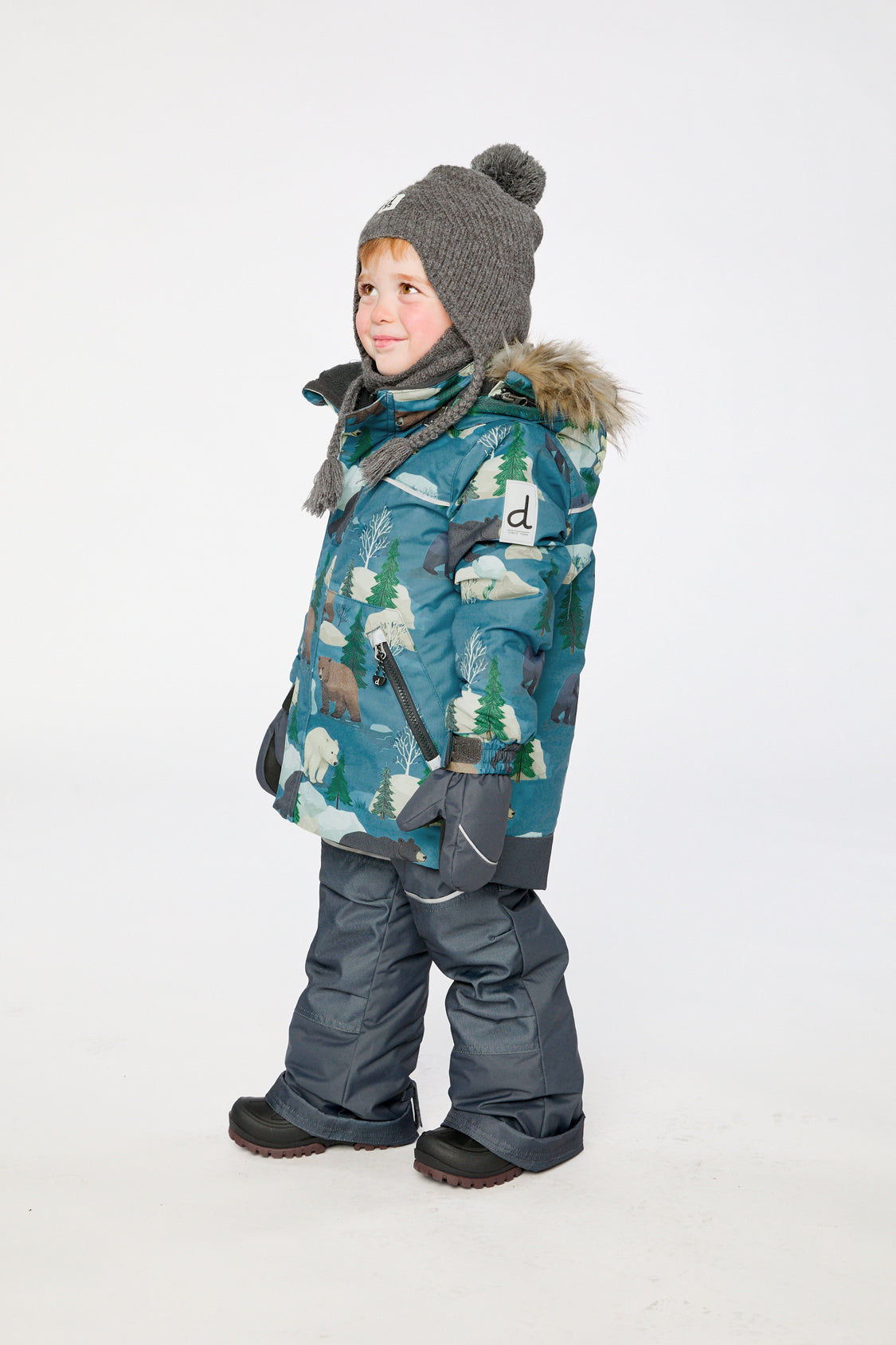 Two Piece Discover Snowsuit Blue Bear Print-2