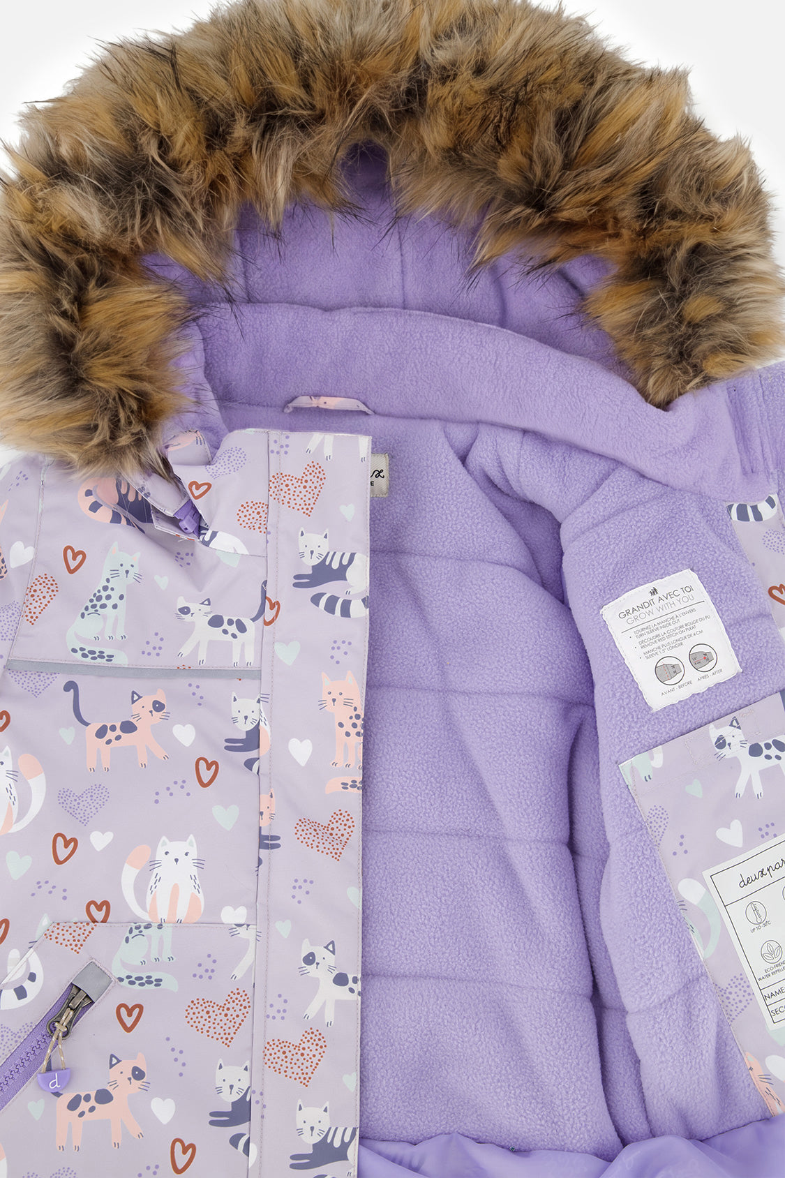 Two Piece Discover Snowsuit Purple Printed Cats-4