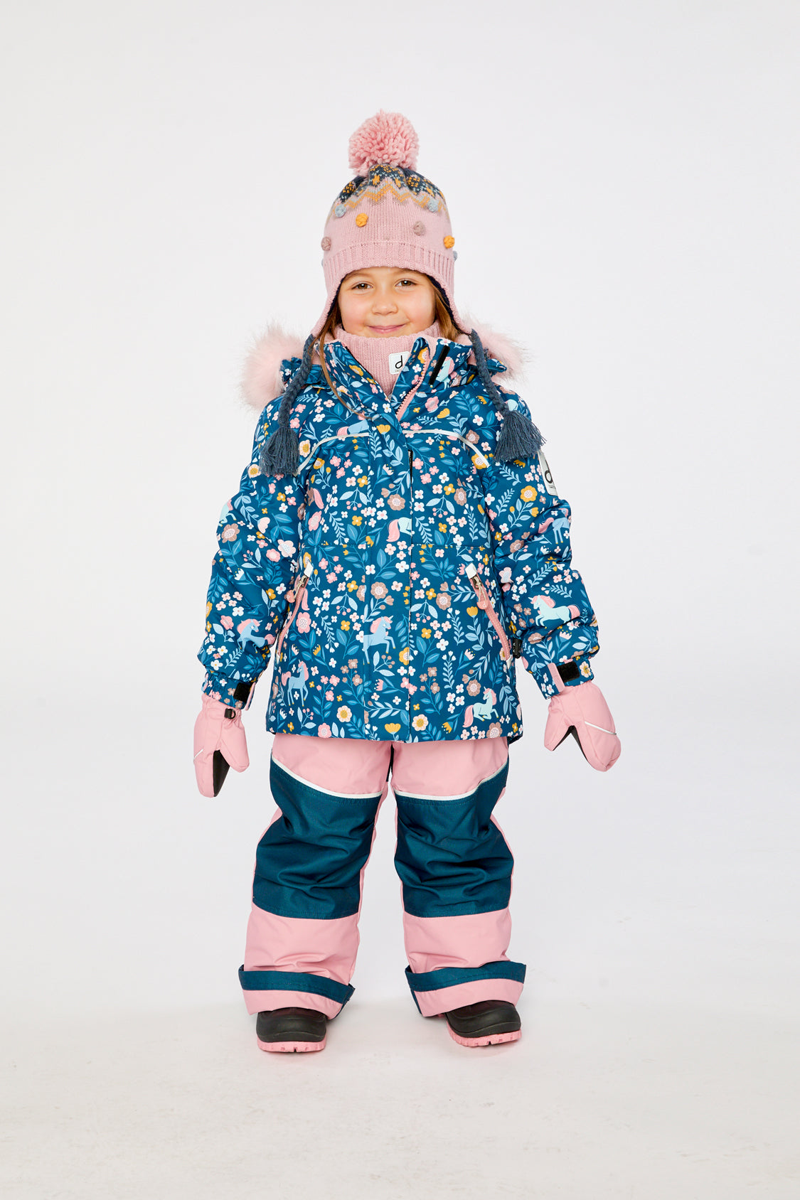 Two Piece Discover Snowsuit Blue And Pink Unicorn Print-1