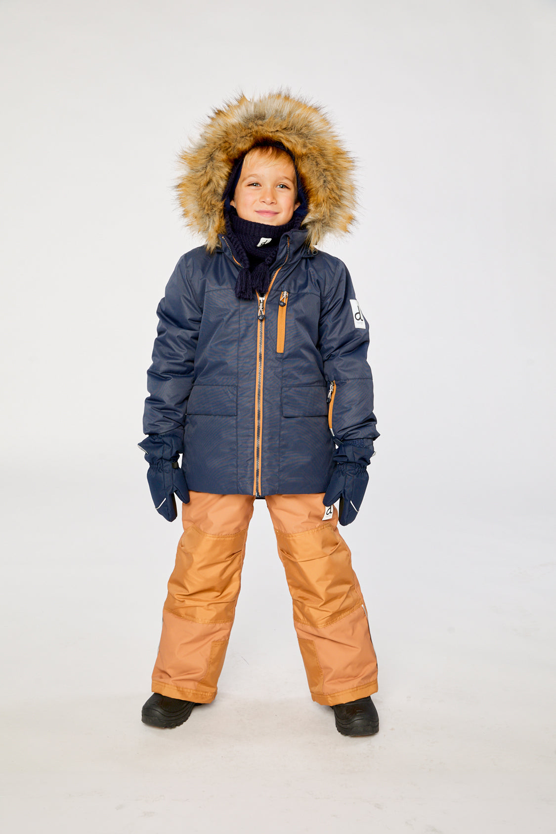 Two Piece Play Snowsuit Navy Blue With Brown Pants-2