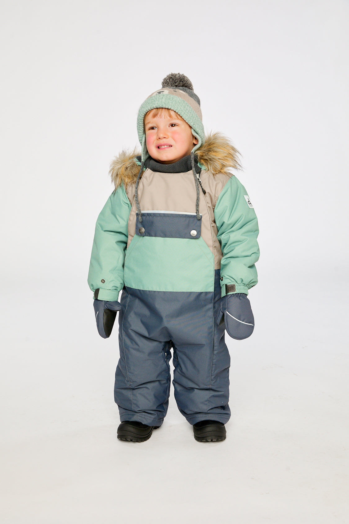 Baby One Piece Snowsuit Adapted For Car Seats Cool Dark Grey-1