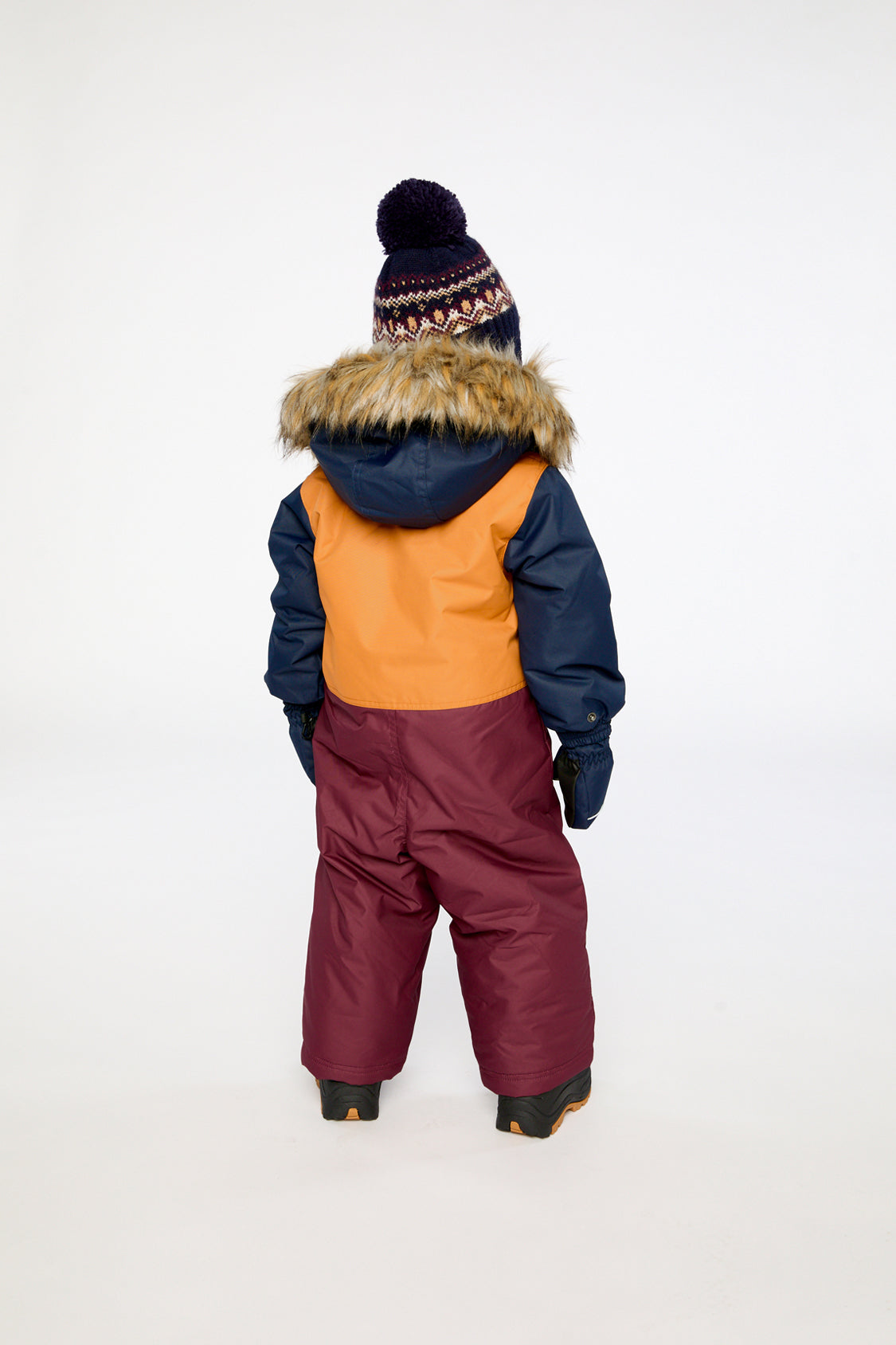 Baby One Piece Snowsuit Adapted For Car Seats Burgundy-3
