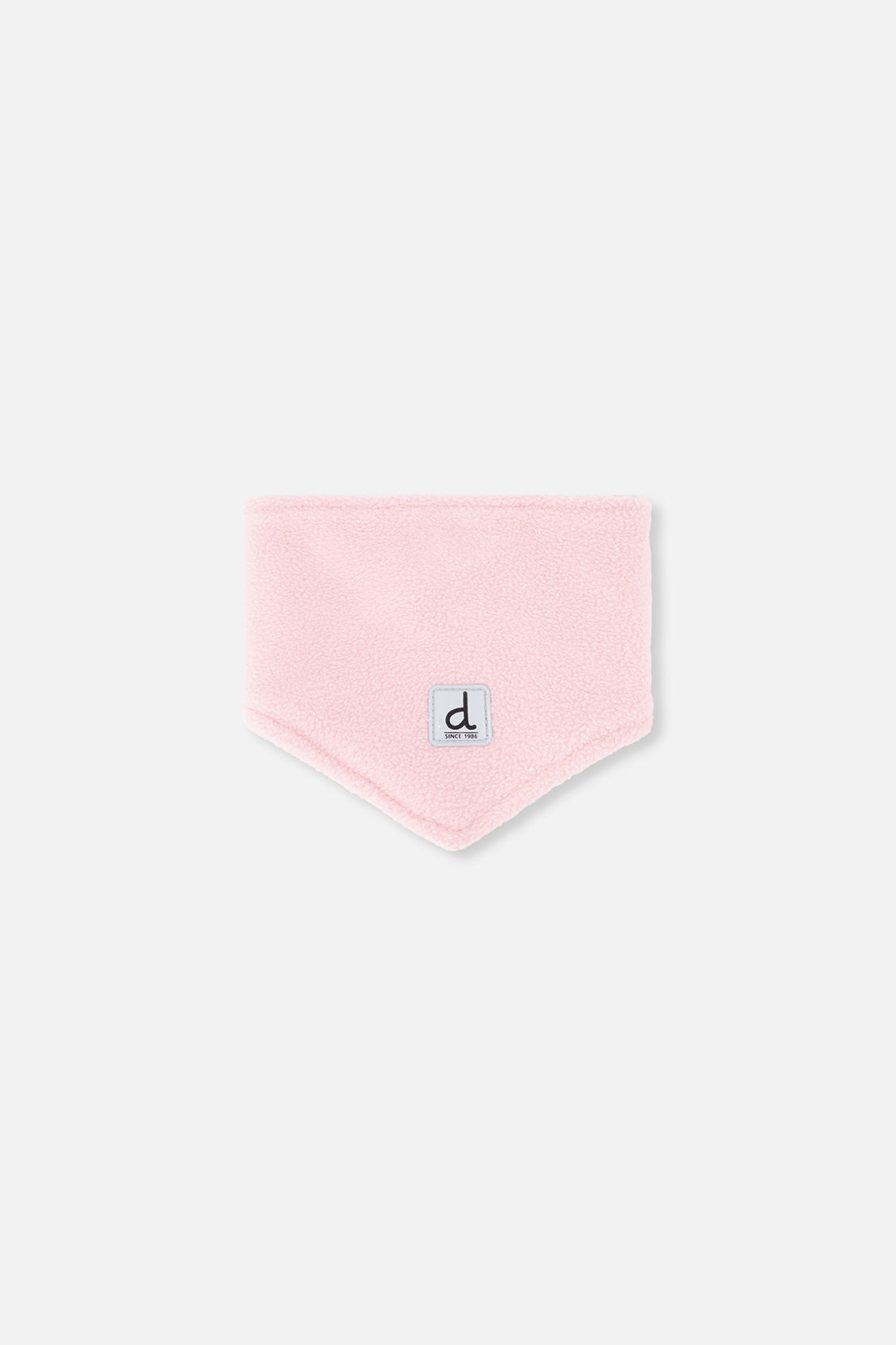 Light pink polar fleece neckwarmer included with the baby snowsuit