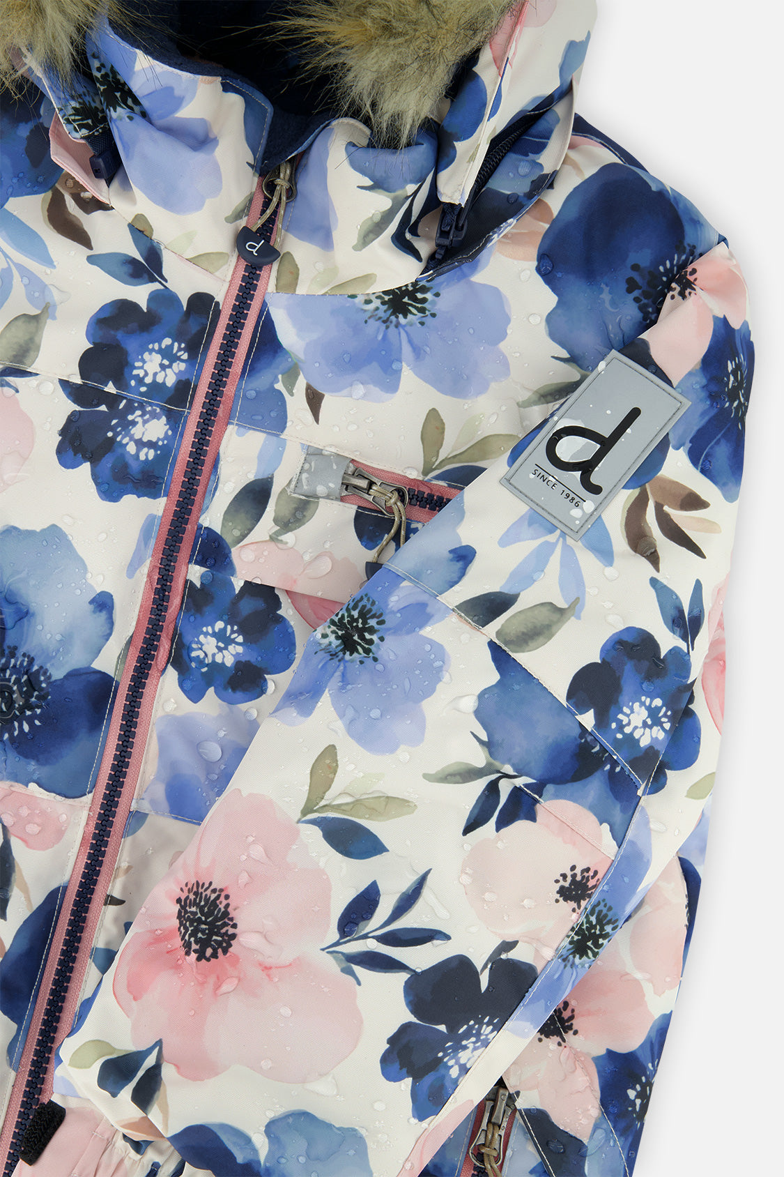 Deux par Deux girls PLAY two-piece snowsuit, watercolor flower print, product view 8