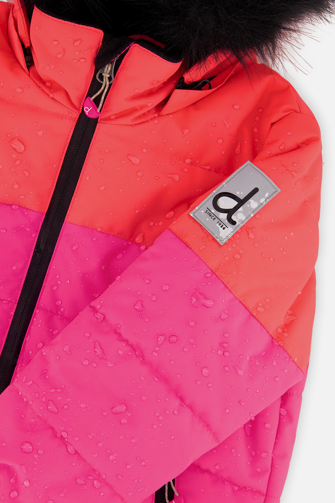Deux par Deux girls PLAY two-piece snowsuit in bright pink, product view 8