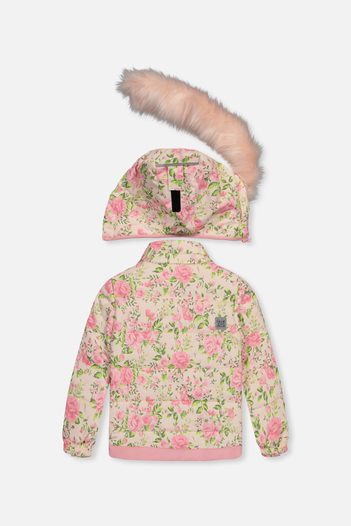 Two Piece Play Snowsuit Pink Minit Flower Print With Pink Pants-2