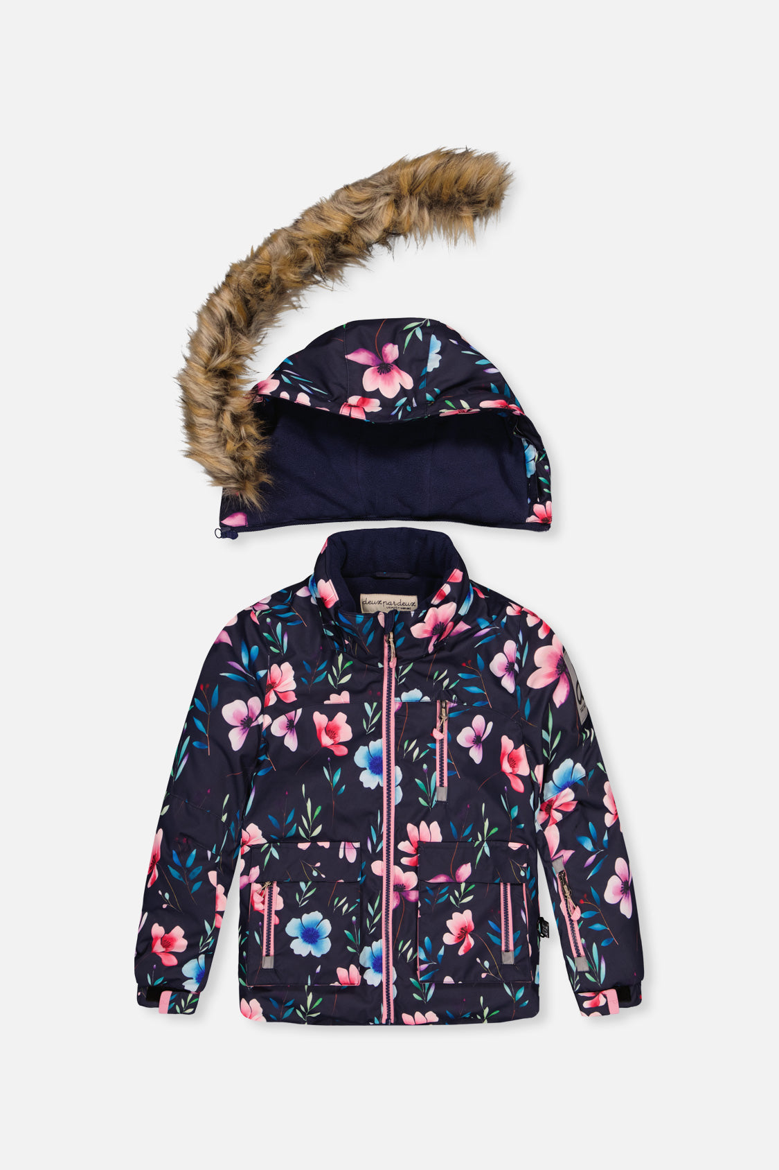 Two Piece Play Snowsuit Blue Floral Print-4