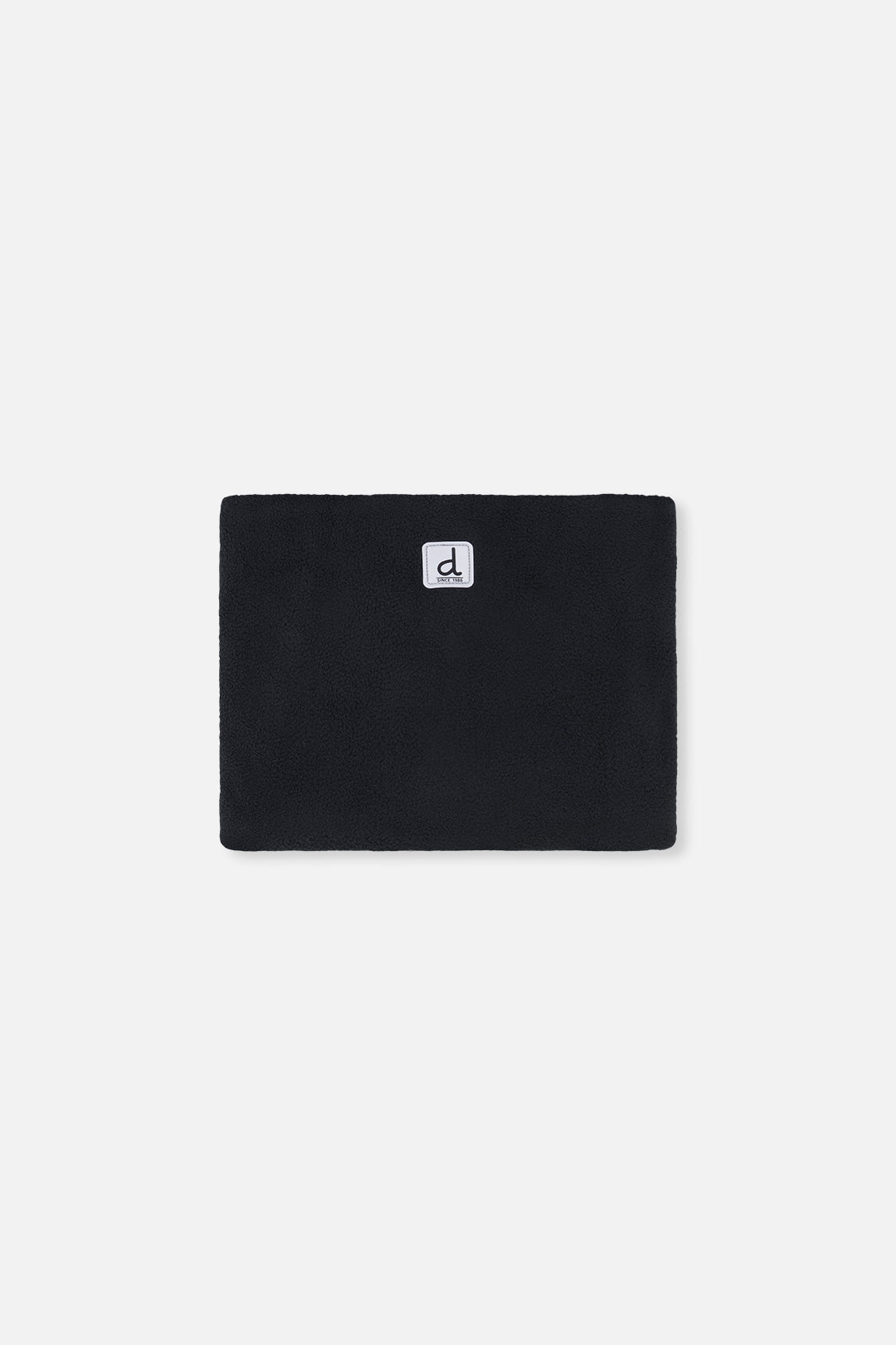 Black polar fleece neckwarmer included with the Deux par Deux PLAY snowsuit