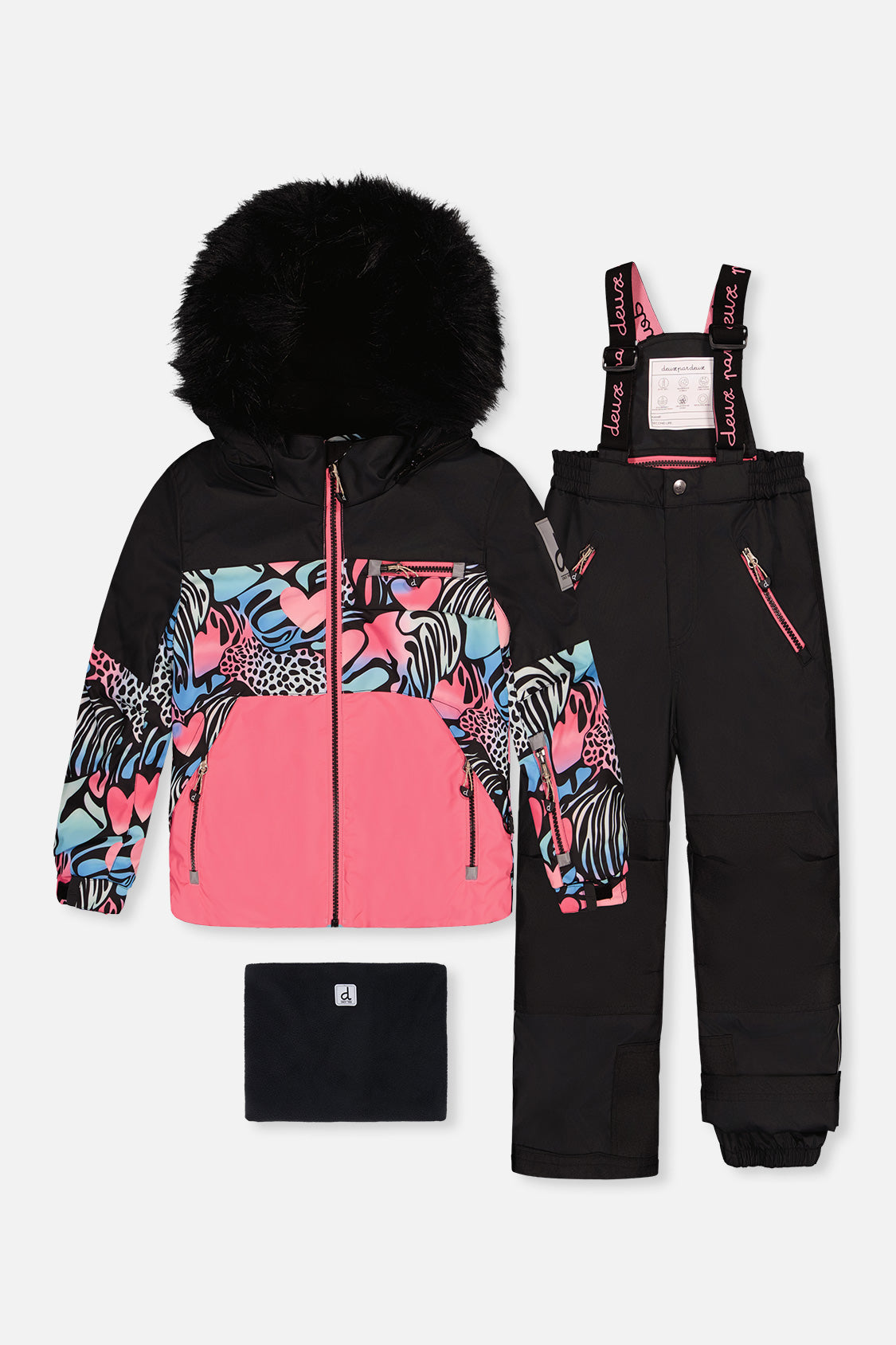 Two Piece Play Snowsuit Black Zebra Print With Black Pants-0