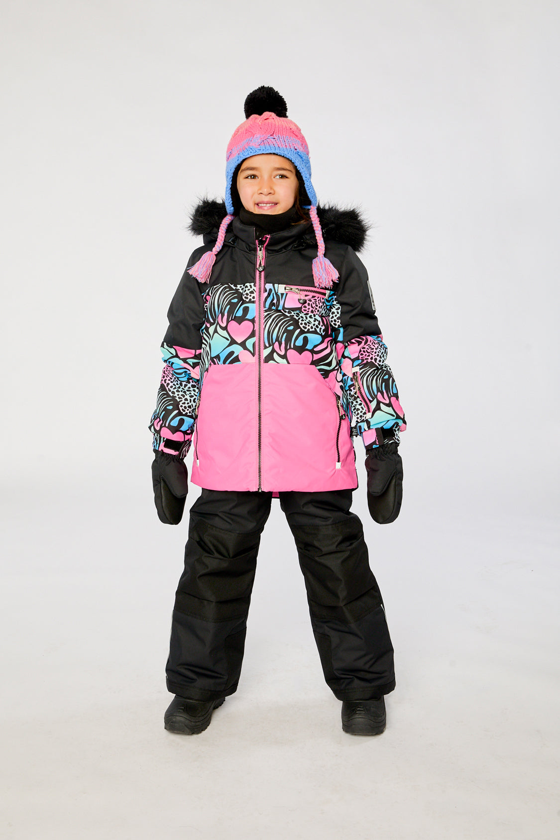 Two Piece Play Snowsuit Black Zebra Print With Black Pants-1