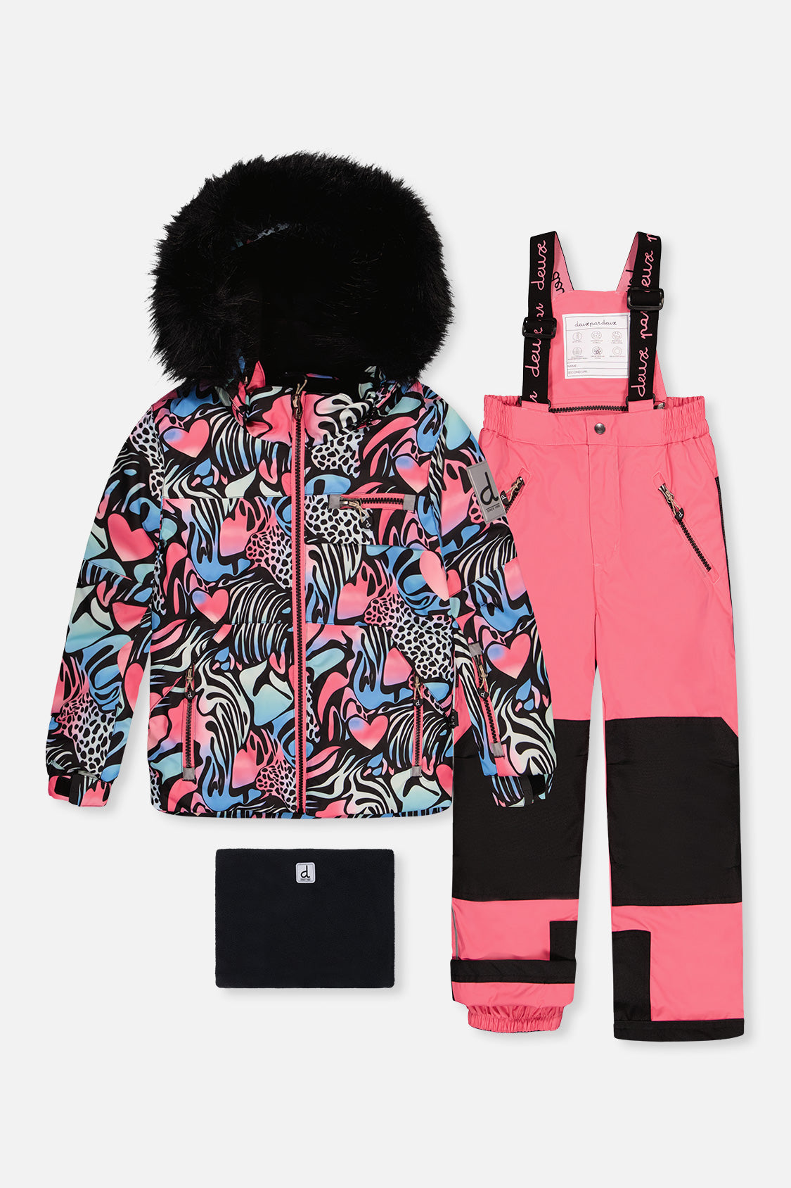 Two Piece Play Snowsuit Black Zebra Print With Pink Pants-0