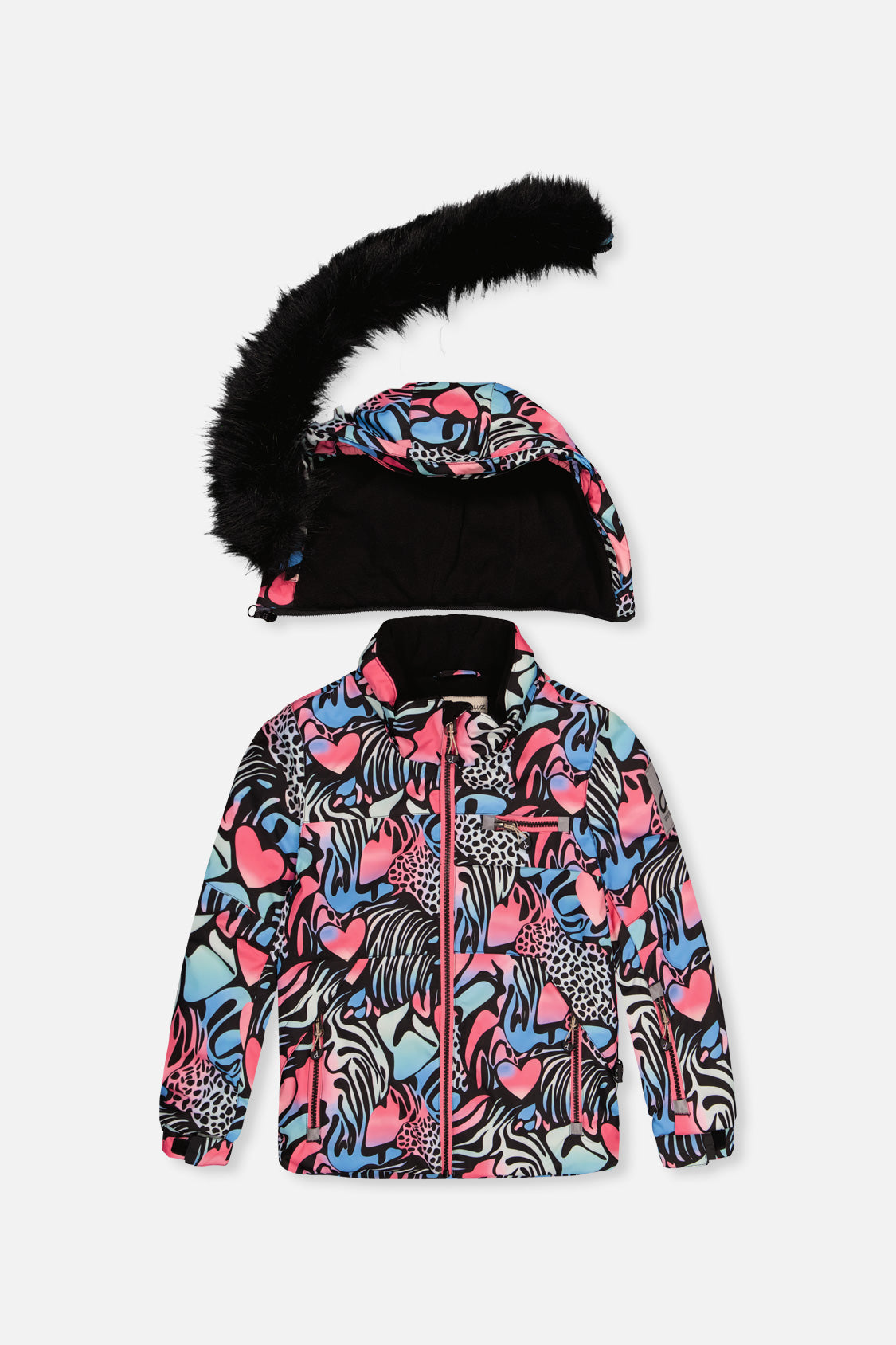 Two Piece Play Snowsuit Black Zebra Print With Pink Pants-4
