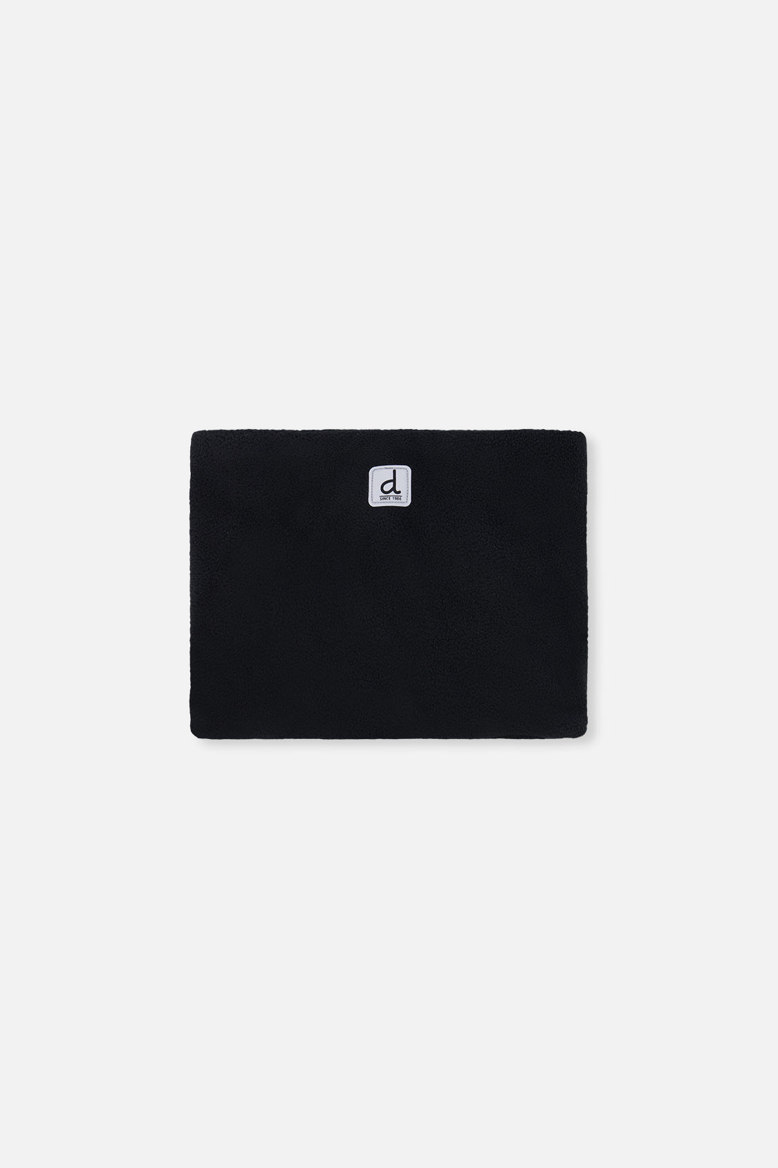 Black polar fleece neckwarmer included with the Deux par Deux PLAY snowsuit
