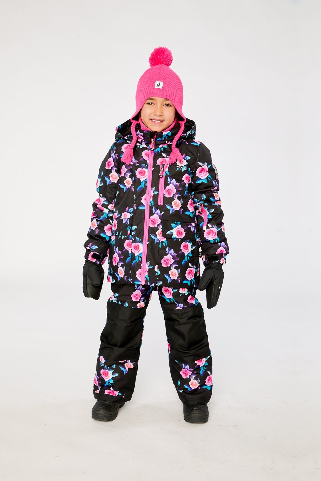Two Piece Play Snowsuit Black Rose Print-1