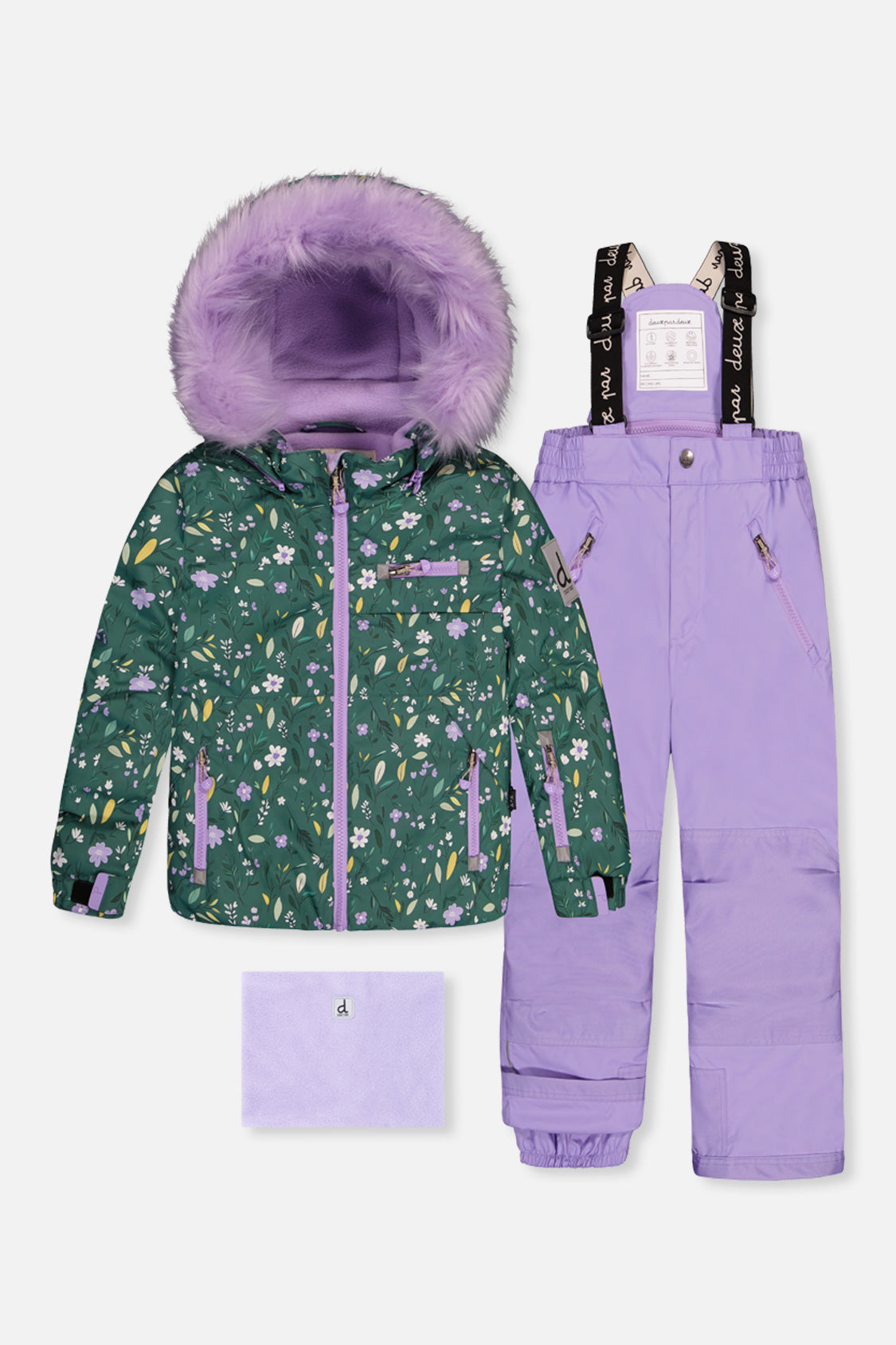 Two Piece Play Snowsuit Green Mini Flower Print-0
