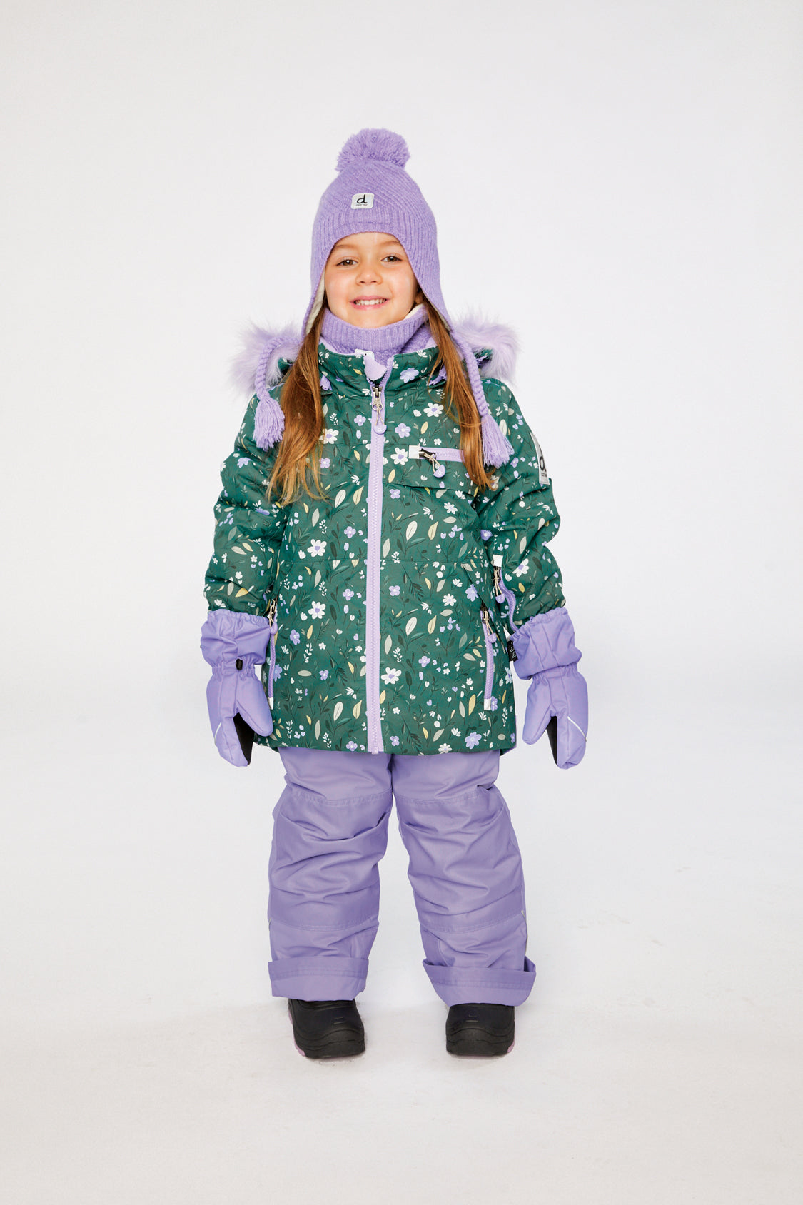 Two Piece Play Snowsuit Green Mini Flower Print-1