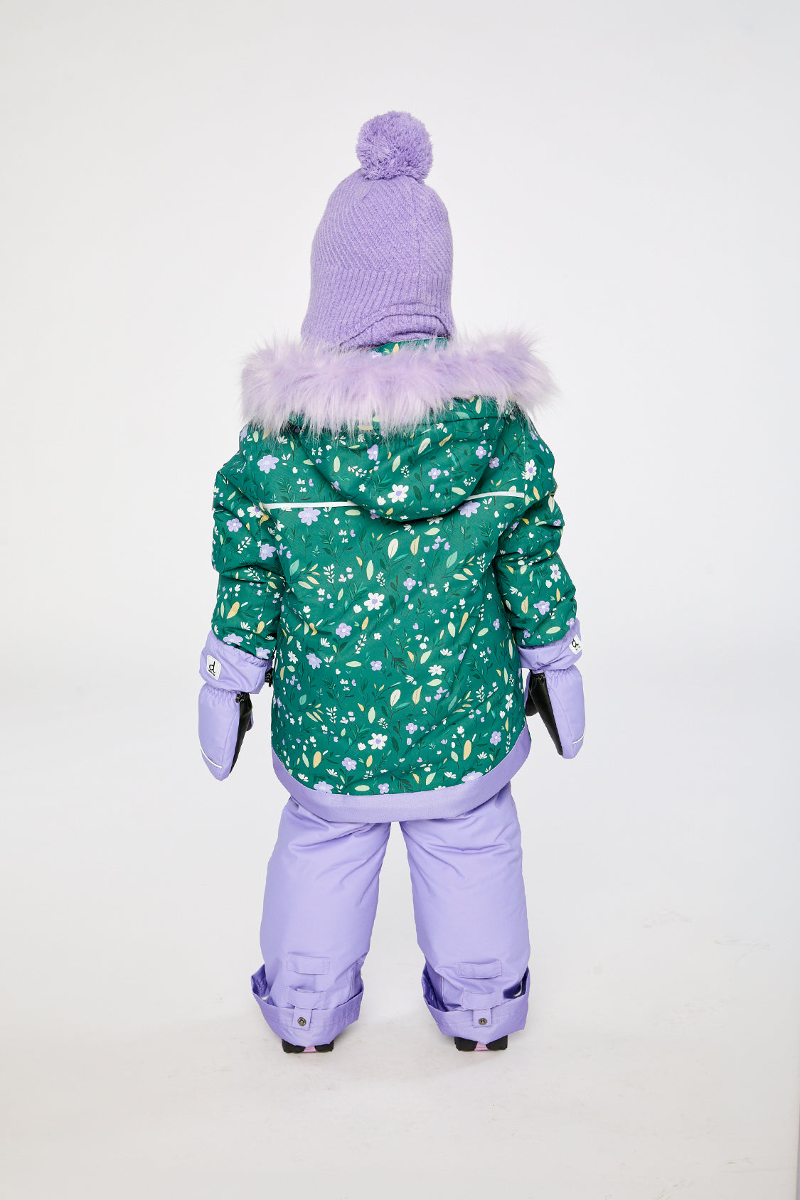 Two Piece Play Snowsuit Green Mini Flower Print-3