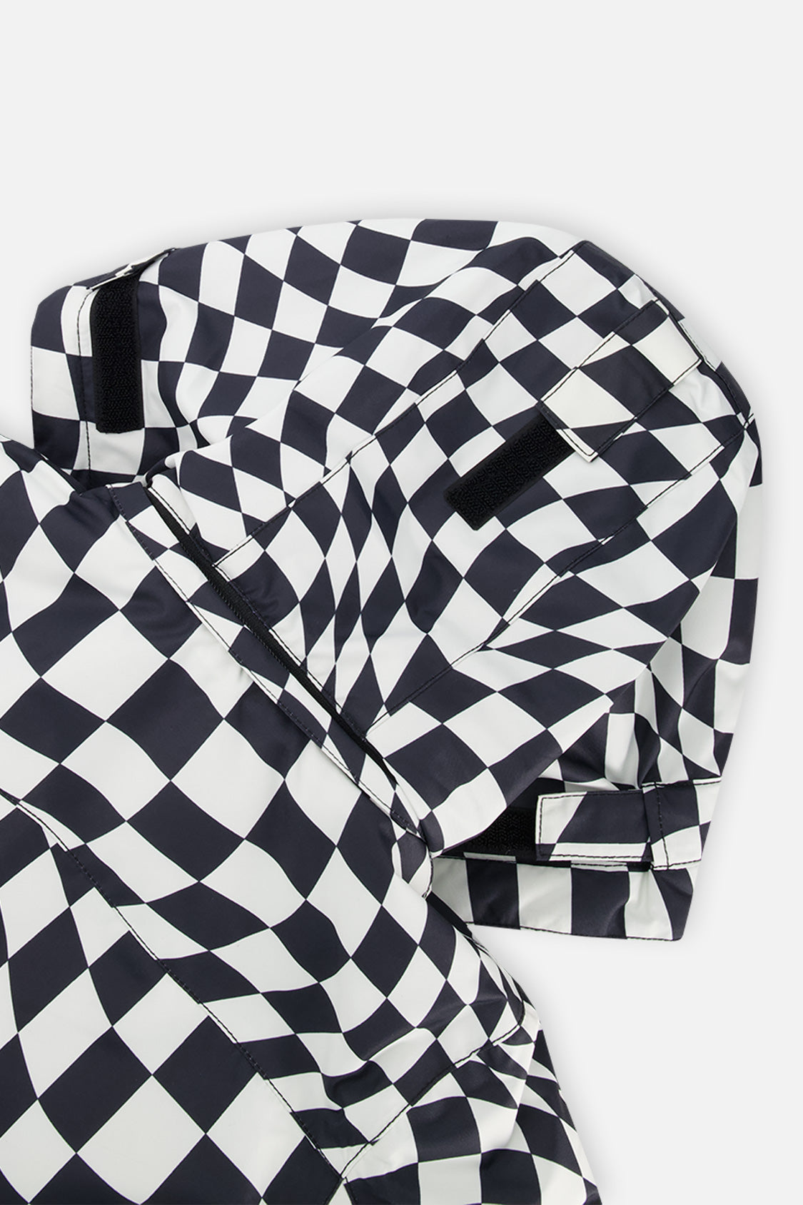 Close-up of the checkered TEKNIK hood