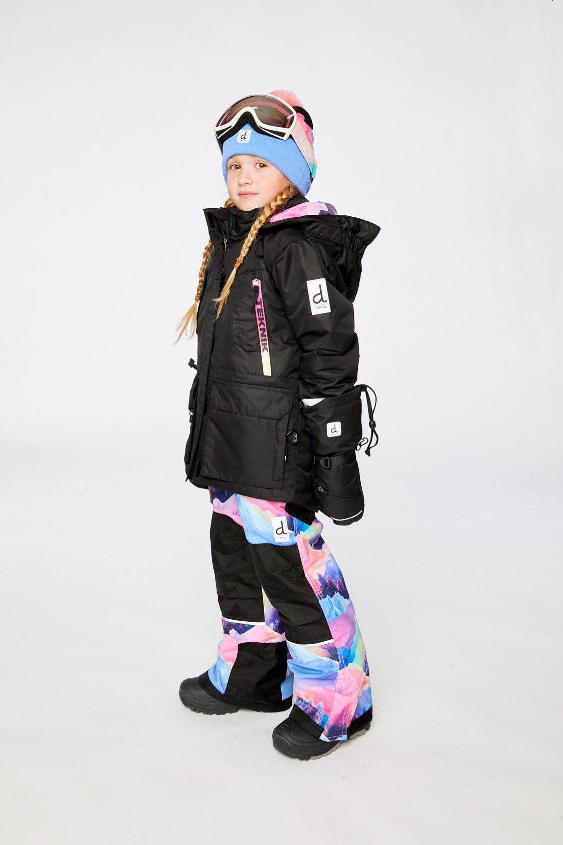 Two Piece Teknik Snowsuit Pink Print With Blue Mountains-2